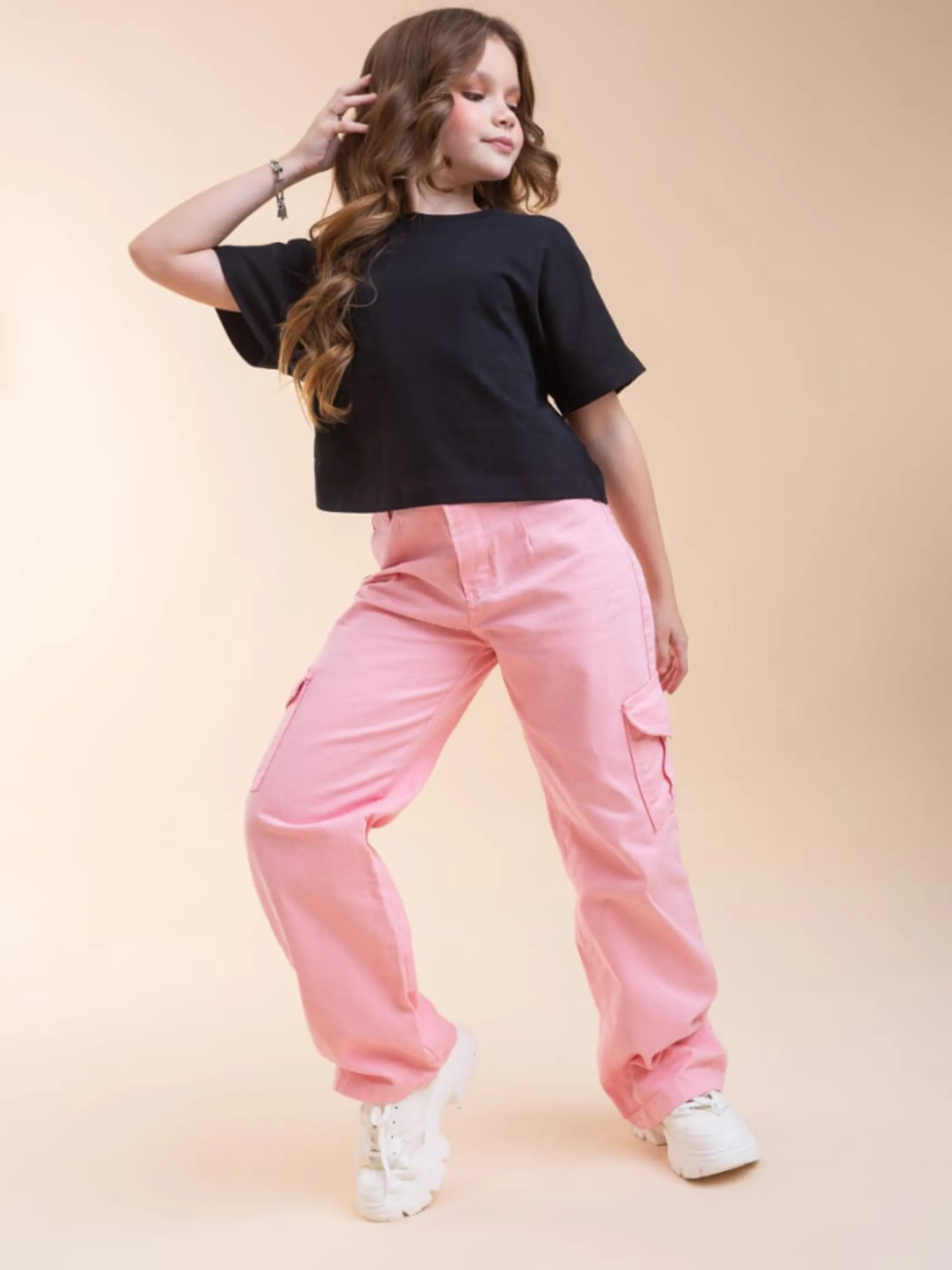 Calça cargo juvenil com elástico (D)