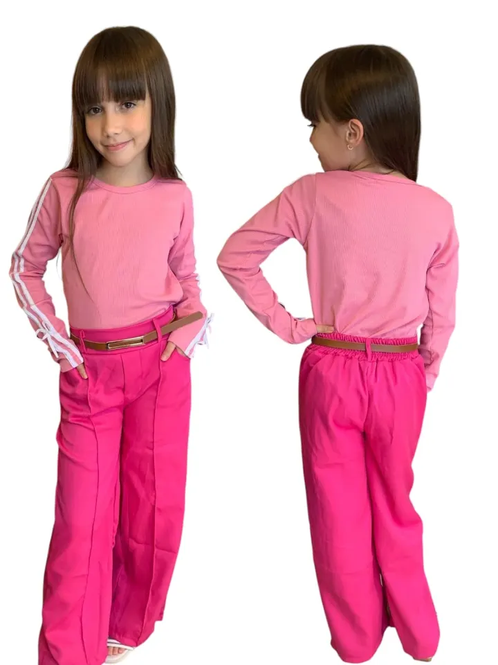 Calça Pantalona infantil com cinto (07)