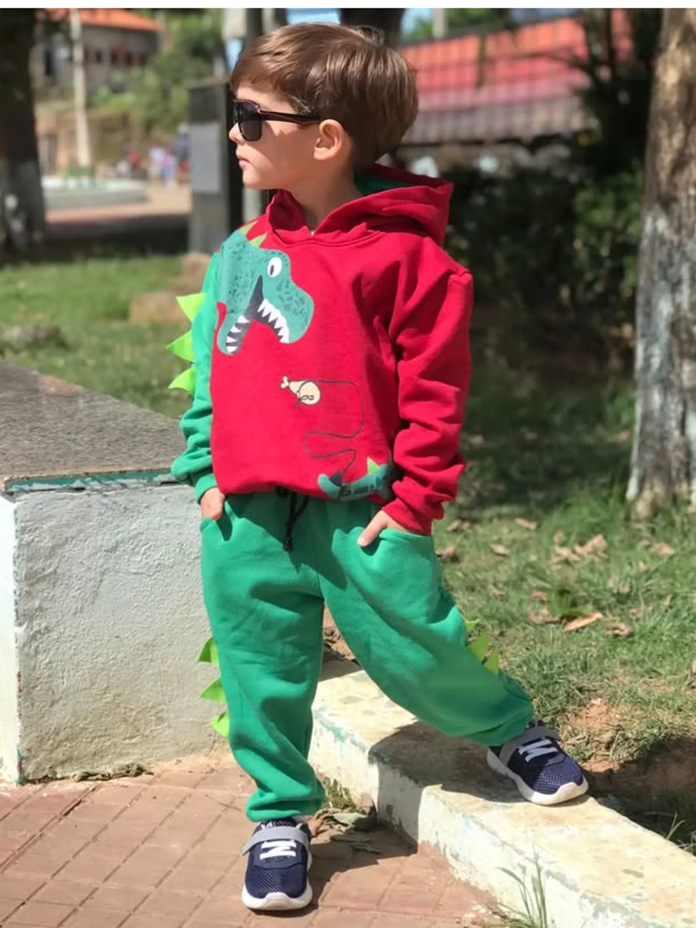 Conjunto moletom flanelado infantil com touca