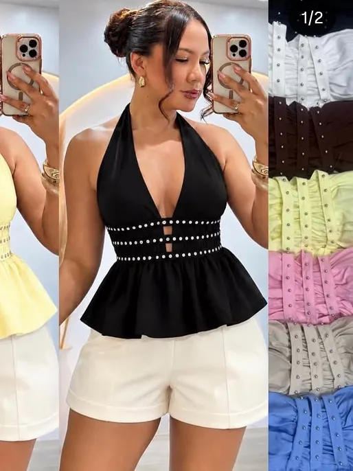 Blusinha adulto feminina frente única com bojo (14)