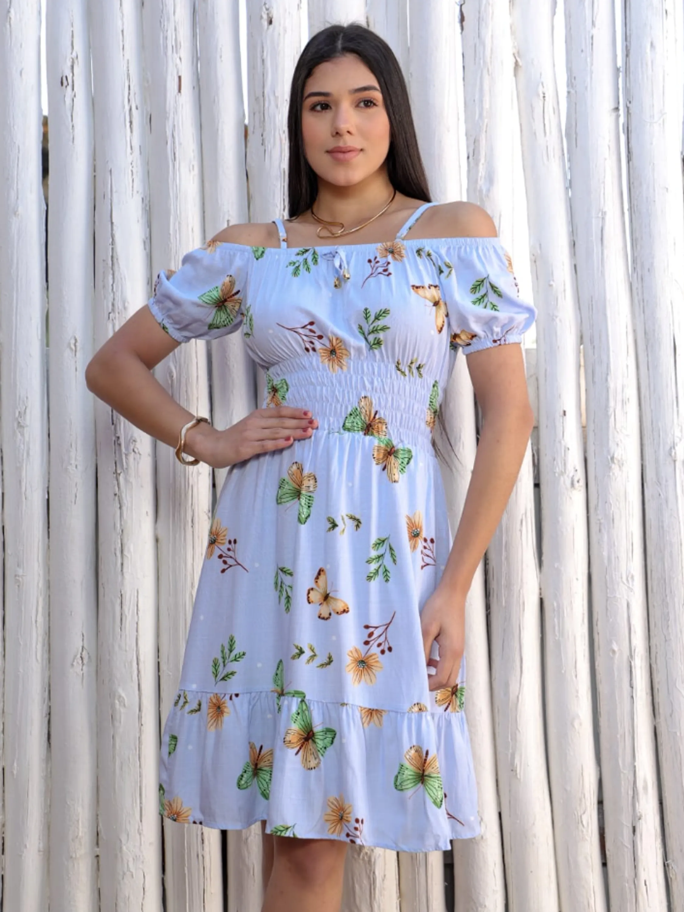 Vestido curto juvenil estampado (R)