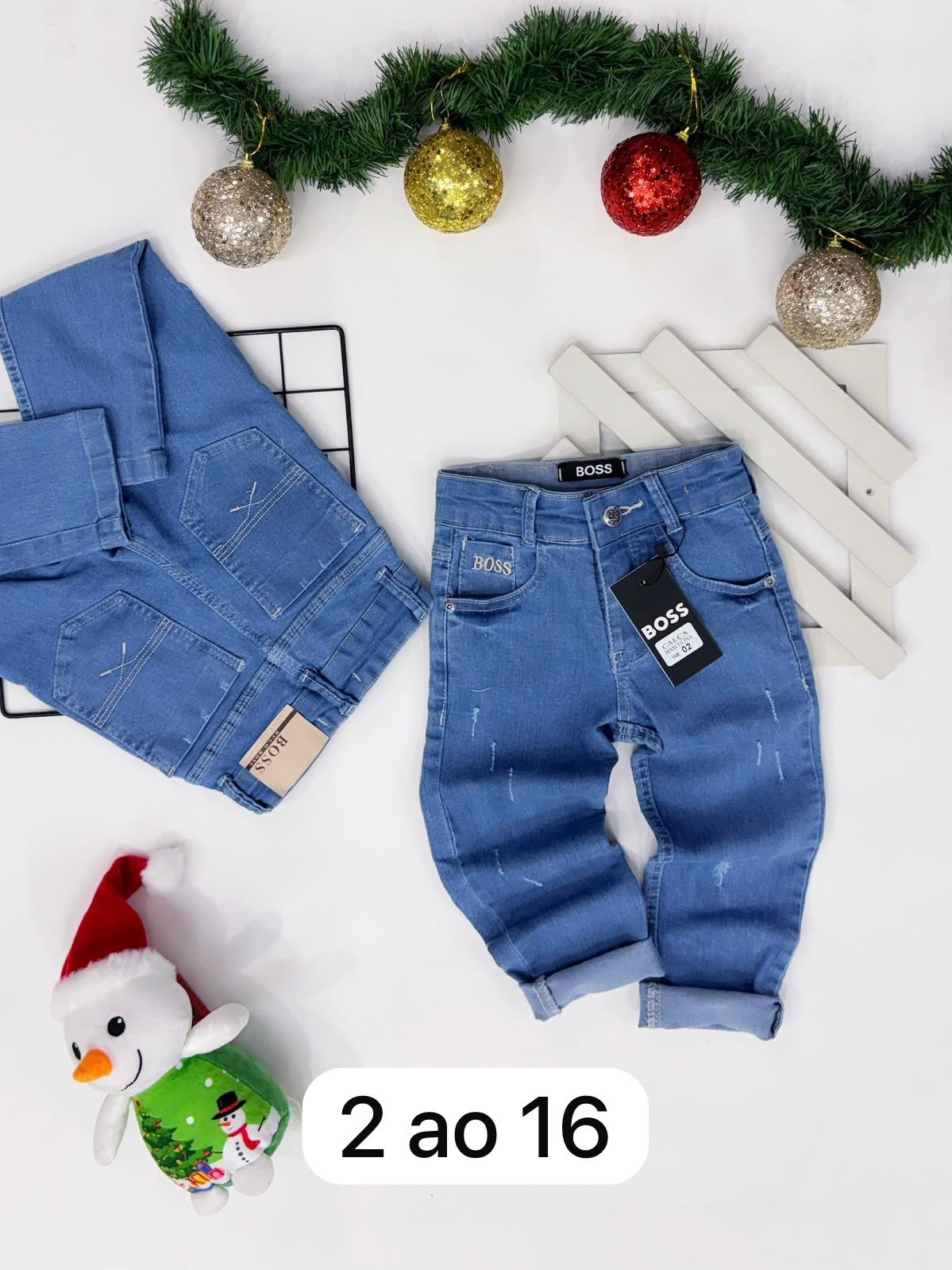 Calça jeans masculina infantil e juvenil 1 linha