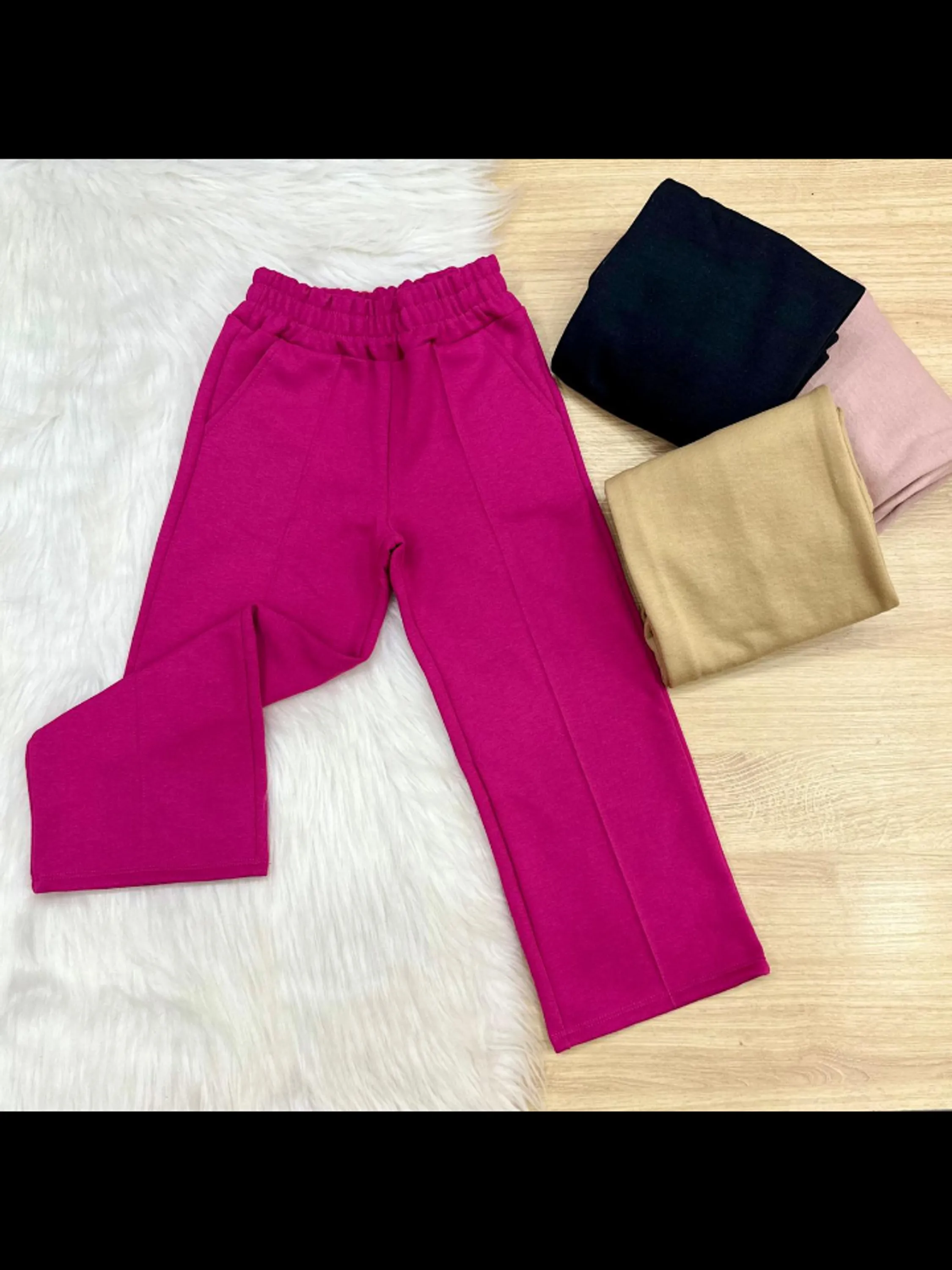 Calça pantalona infantil tecido moletom (pág)