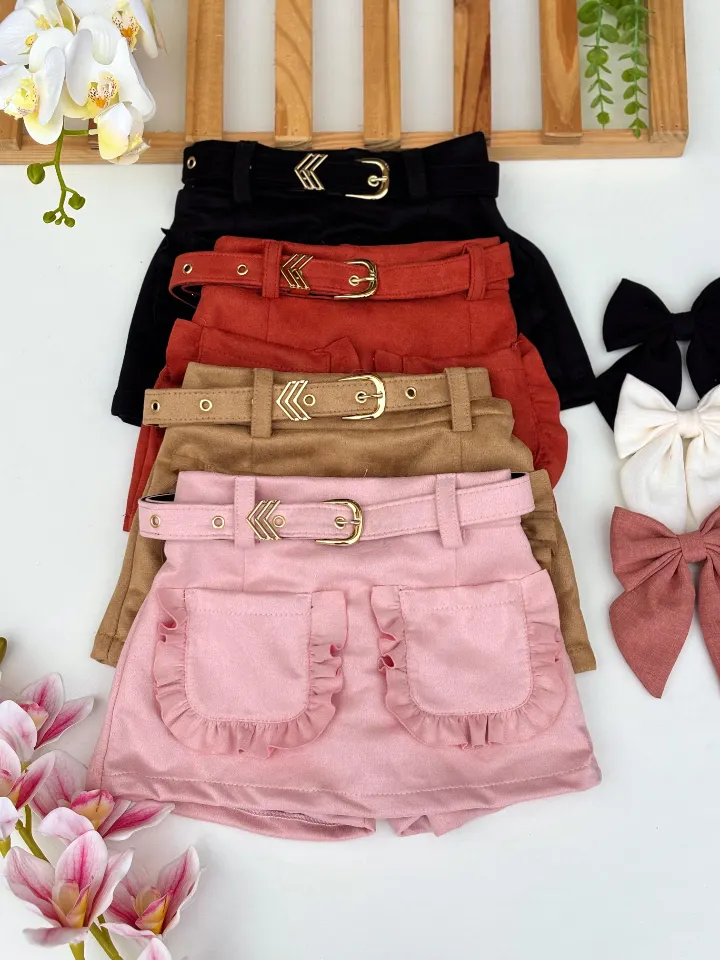 Shorts saia infantil com cinto (27)