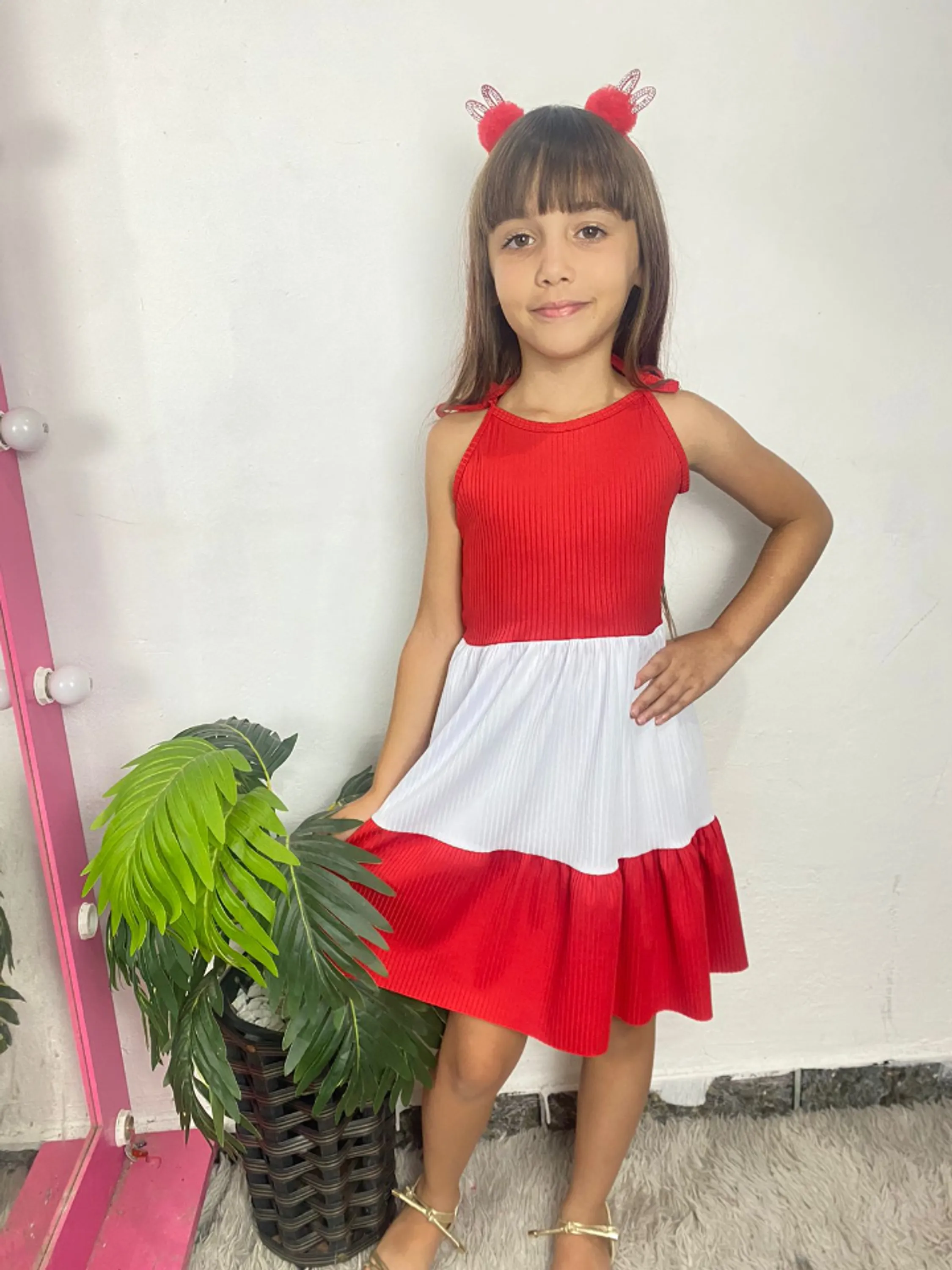 Vestido 3 Marias natalino infantil