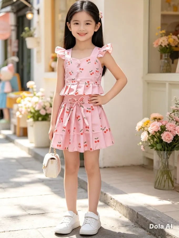 Conjunto feminino infantil shorts saia e Cropped (40)