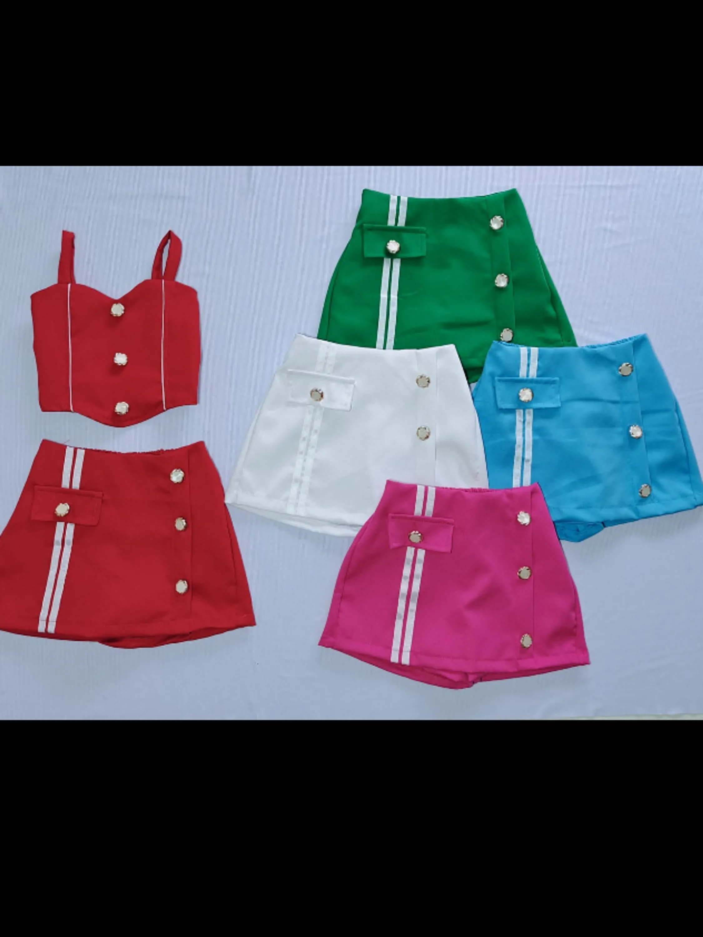 Conjunto infantil shorts saia e cropped (Agt)