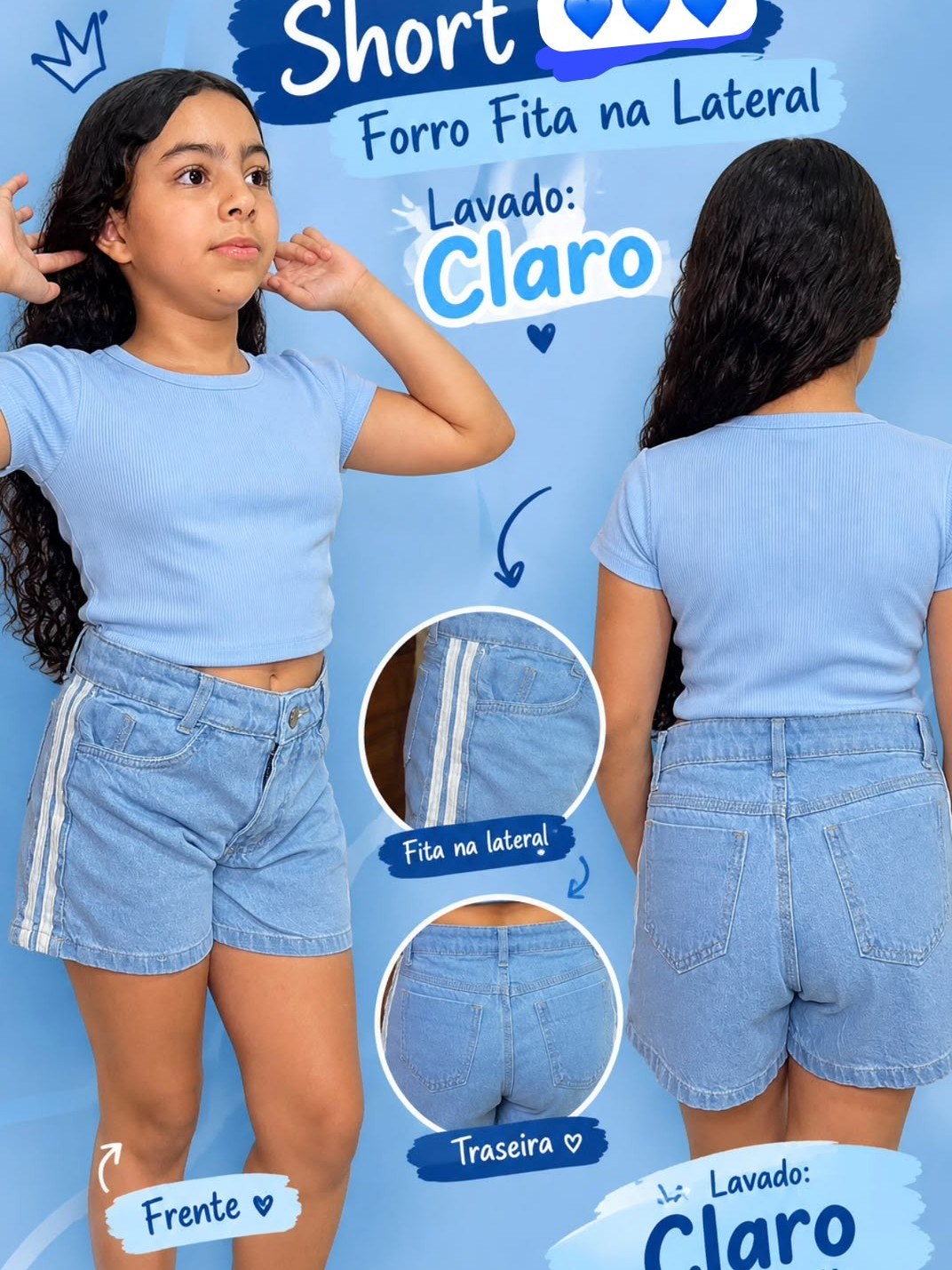 Shorts jeans fita juvenil