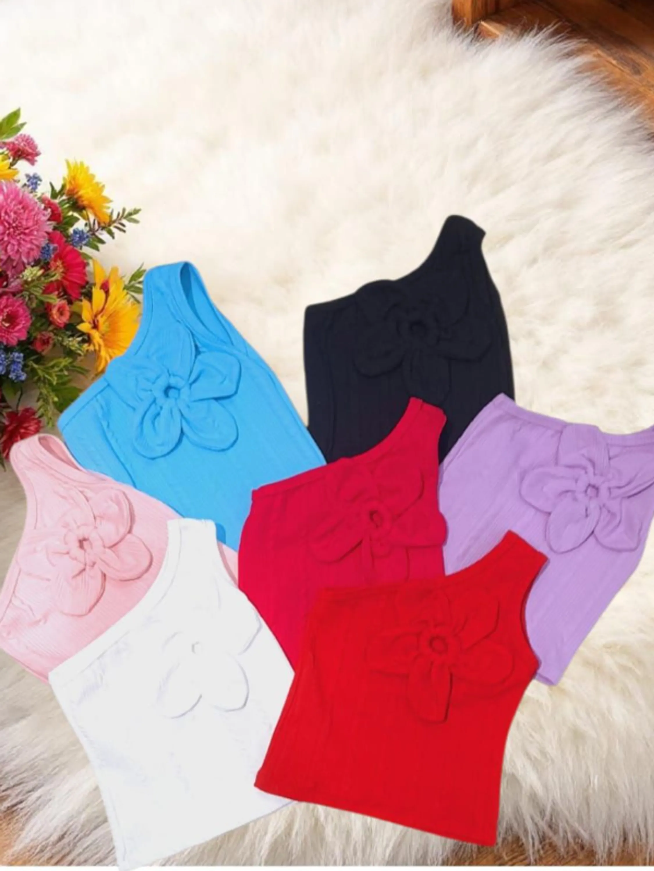 Blusinha infantil um ombro só com flor (14)