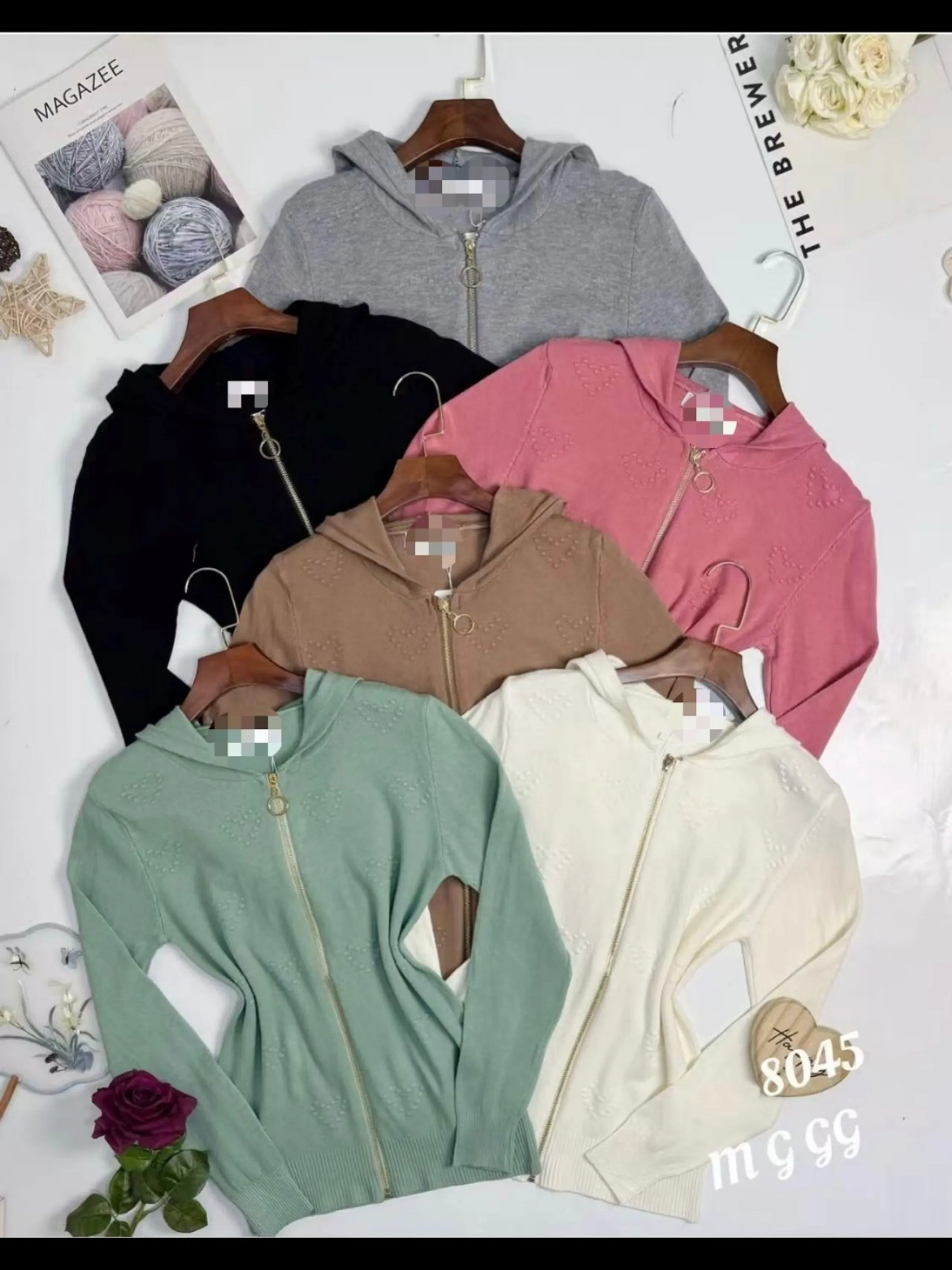 blusa de modal com capuz e ziper importado