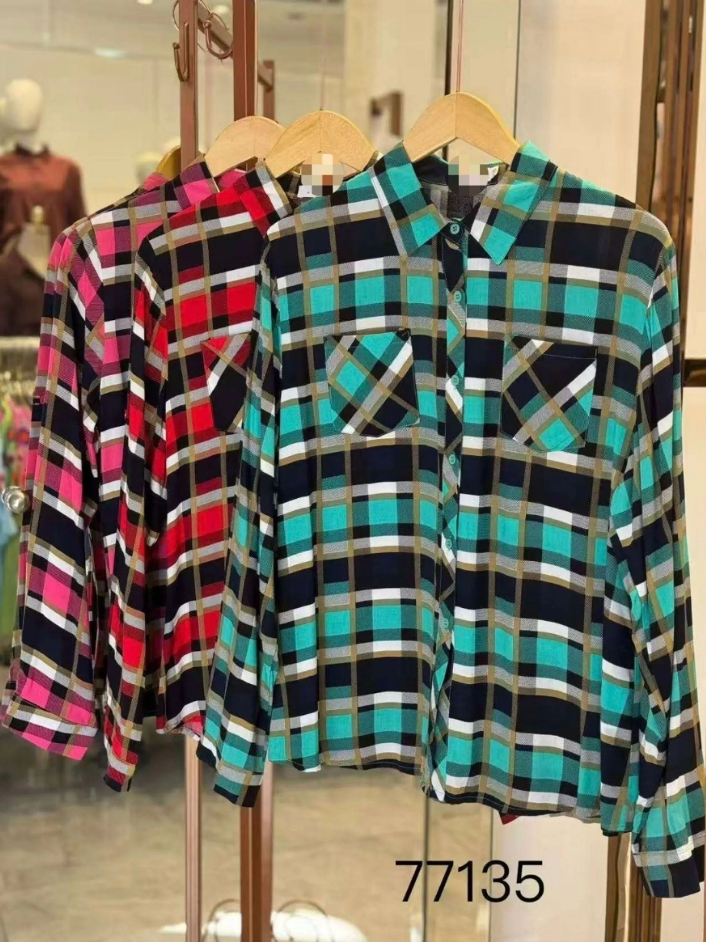camisa xadrez de viscose importado