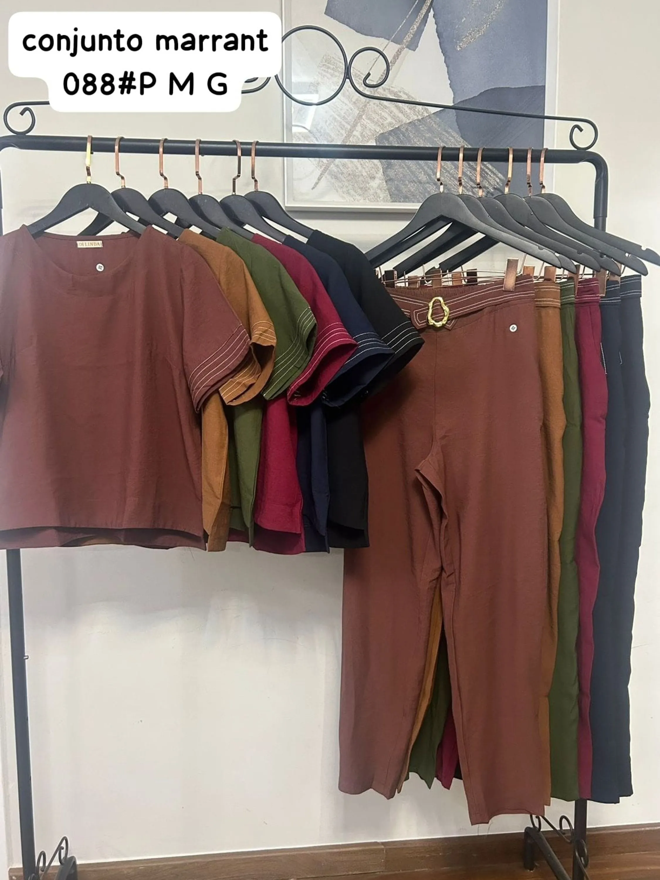 conjunto de marrant blusa manga curto com calca