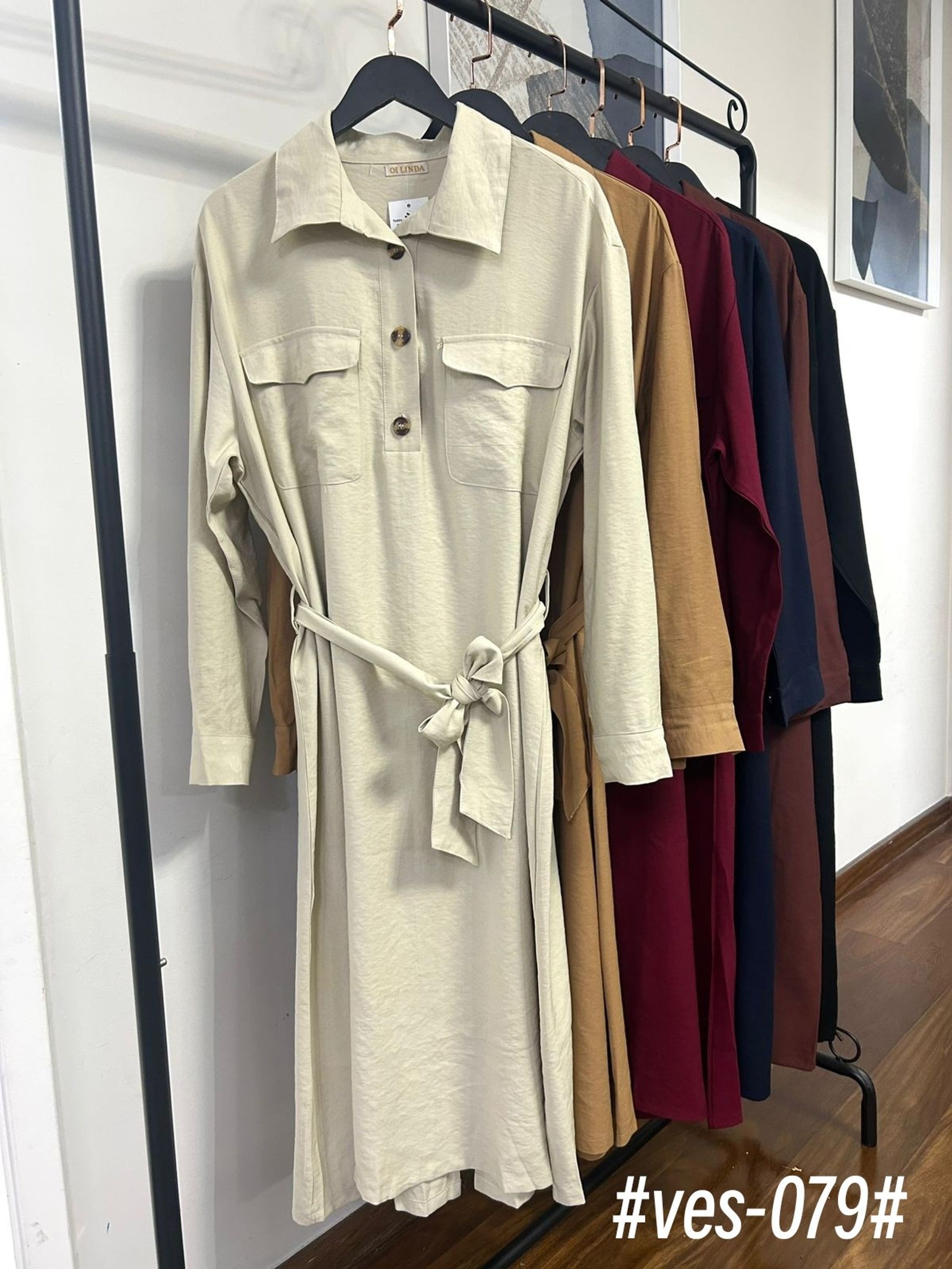 ves-079vestido longo de marrant de manga comprido