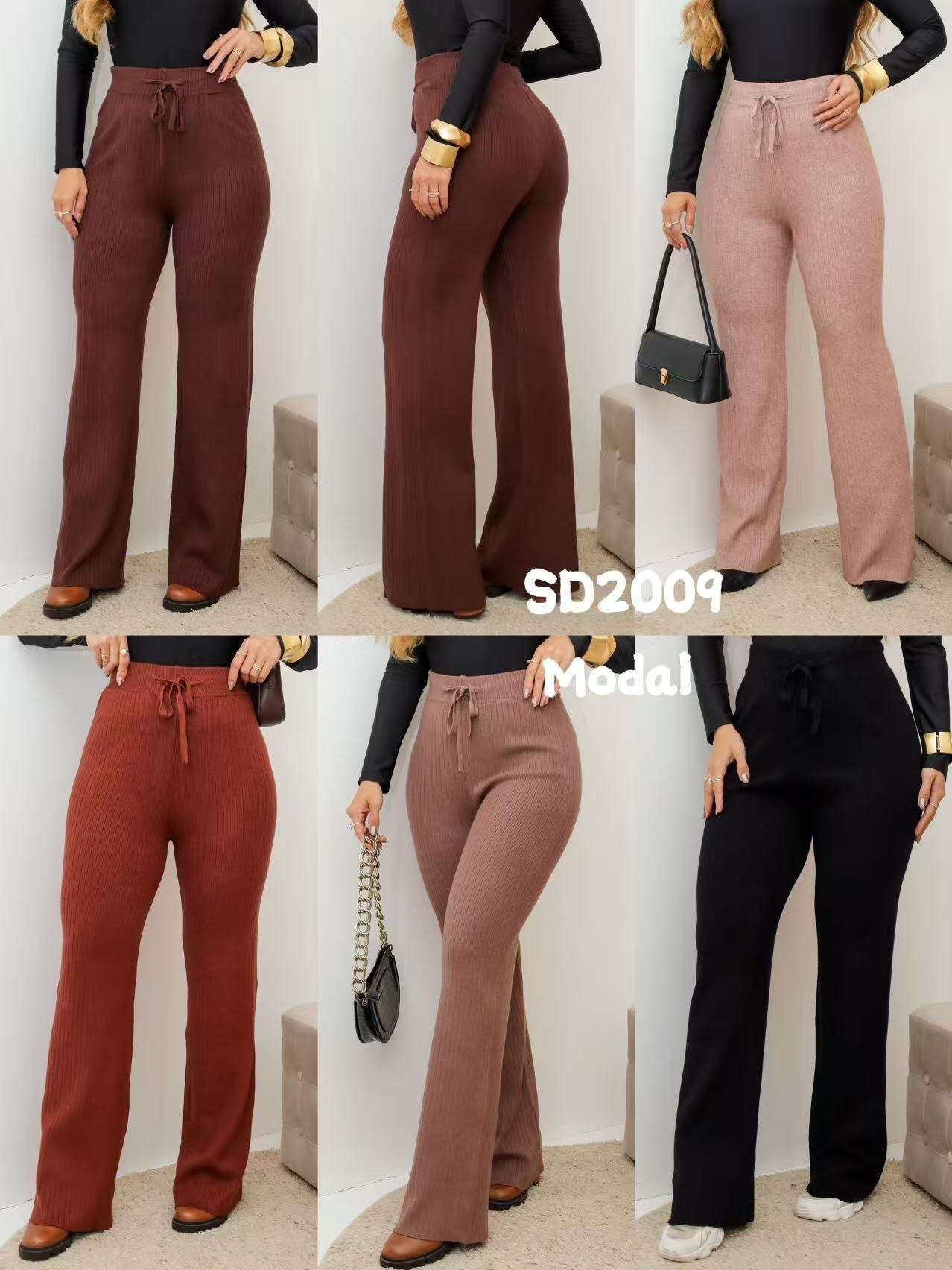 calca pantalona de modal canelado importado