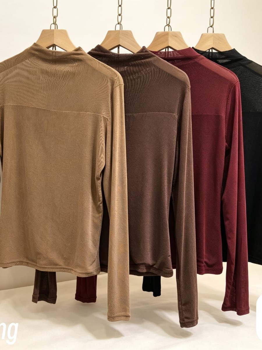 blusa de tule forrado manga longa importado