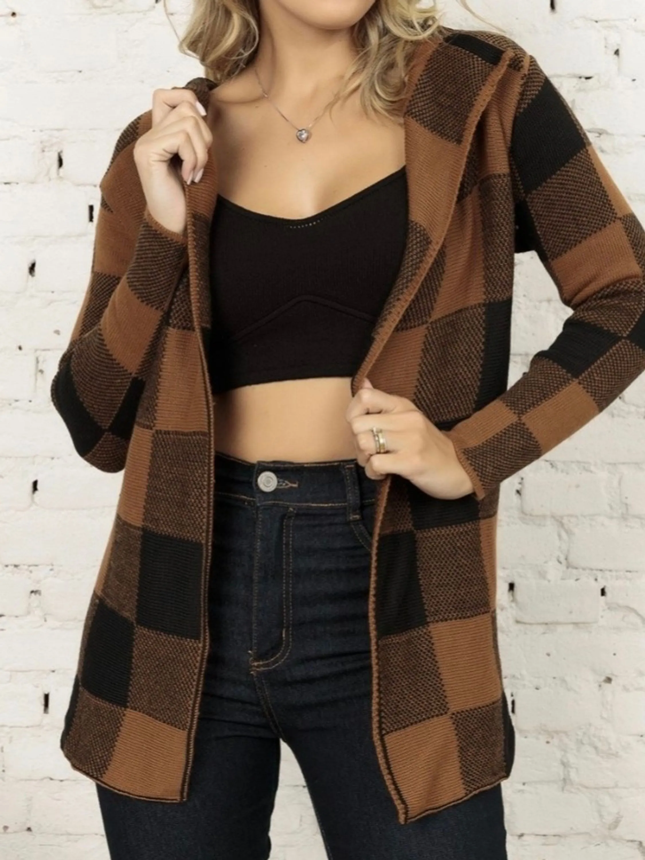 kimono de trico xadrez