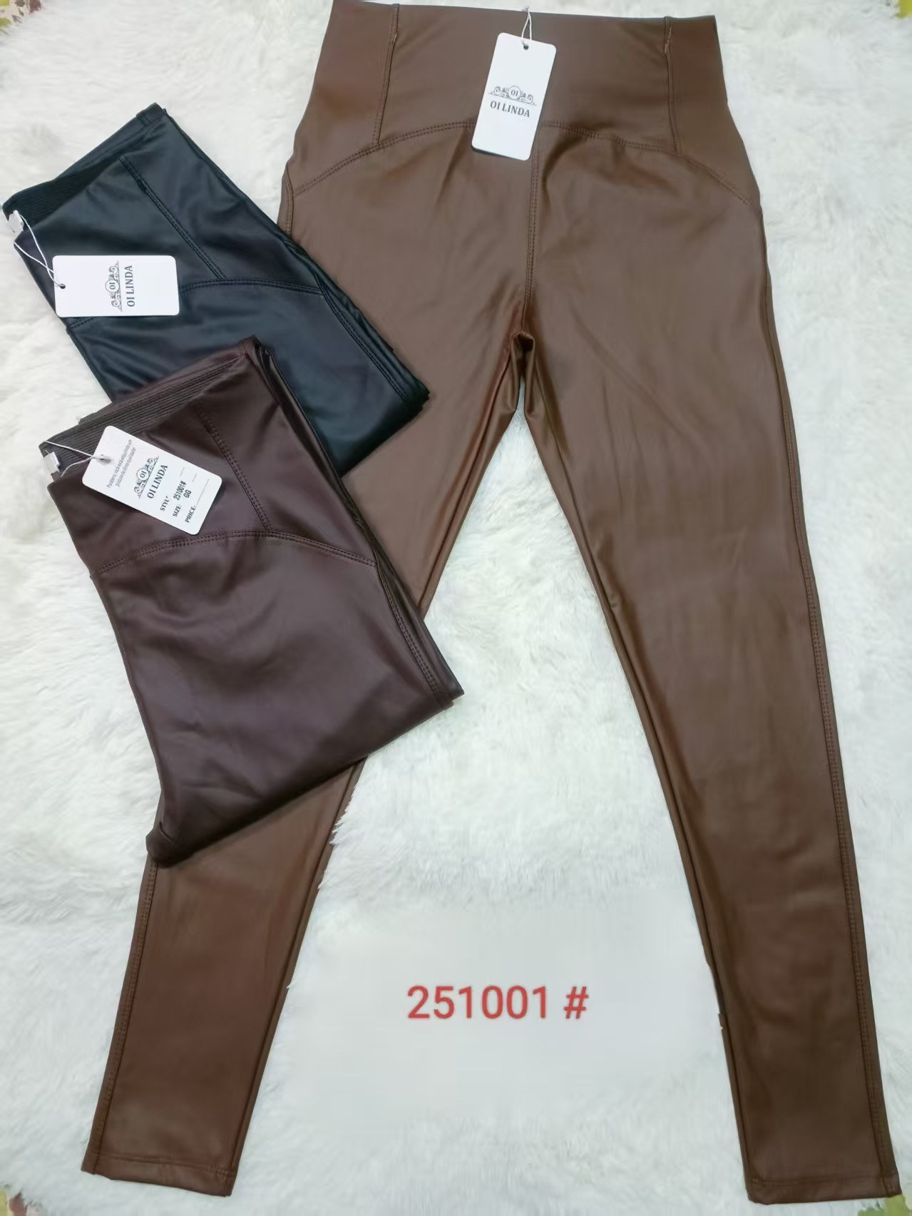 calca legging de couro flanelado importado