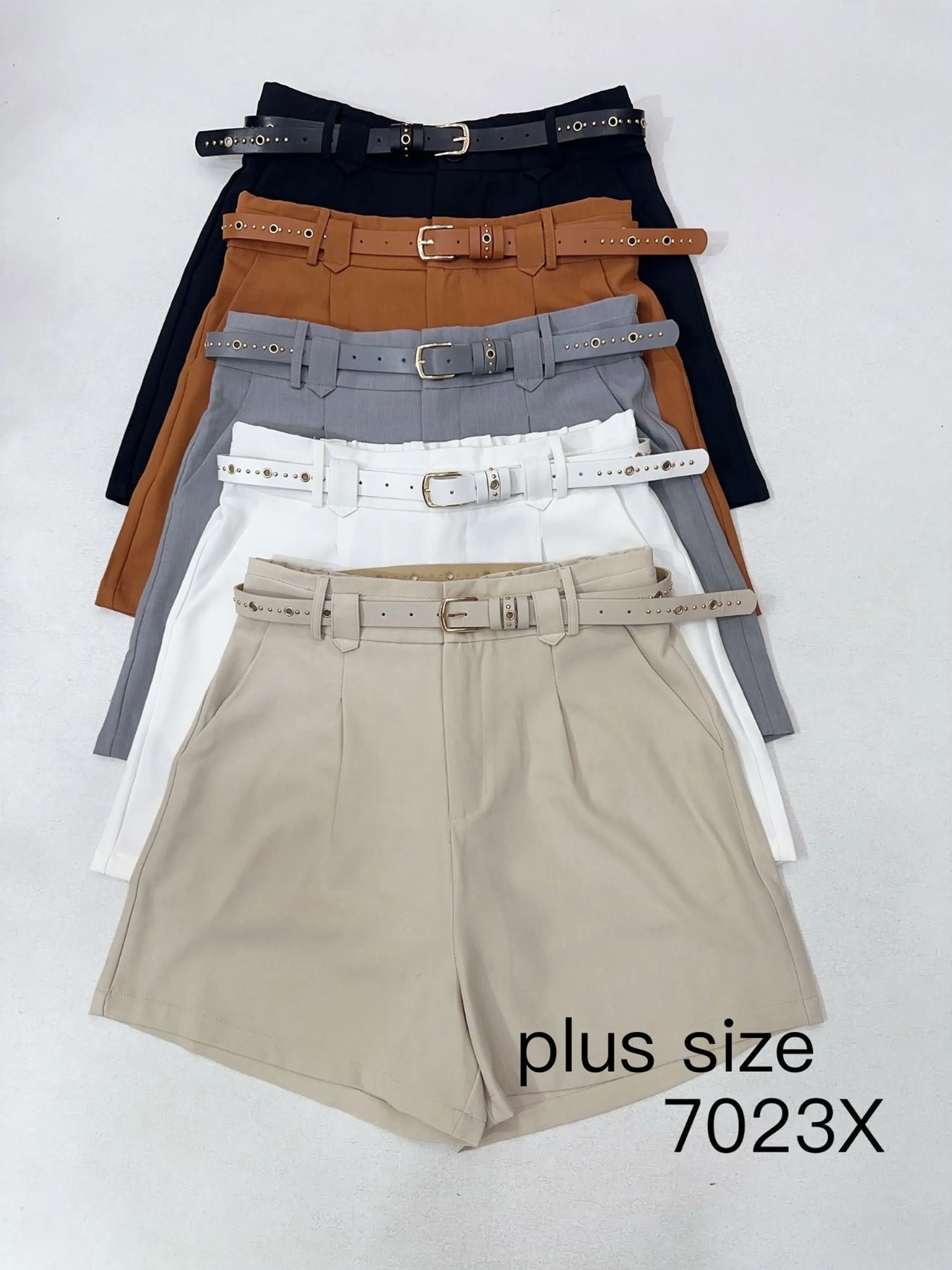 short com cinto plus size importado