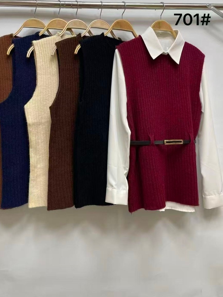 conjunto de 3pecas camisa com colete grosso