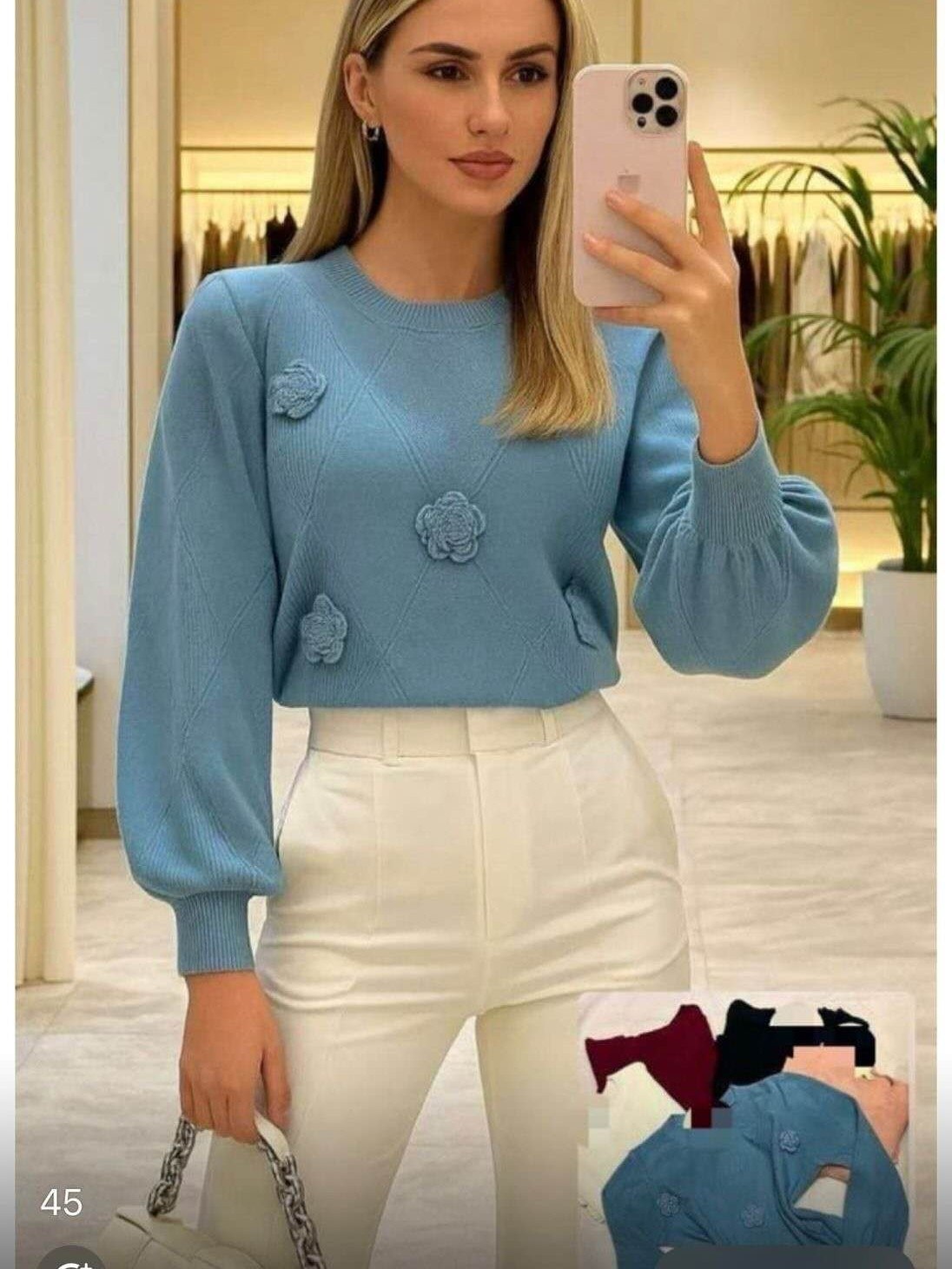 blusa de modal com flor importado