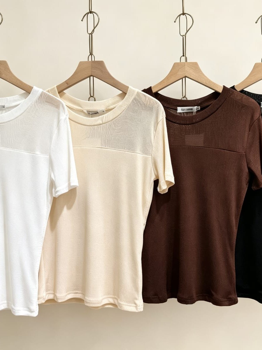 blusa de tule forrado manga curto importado