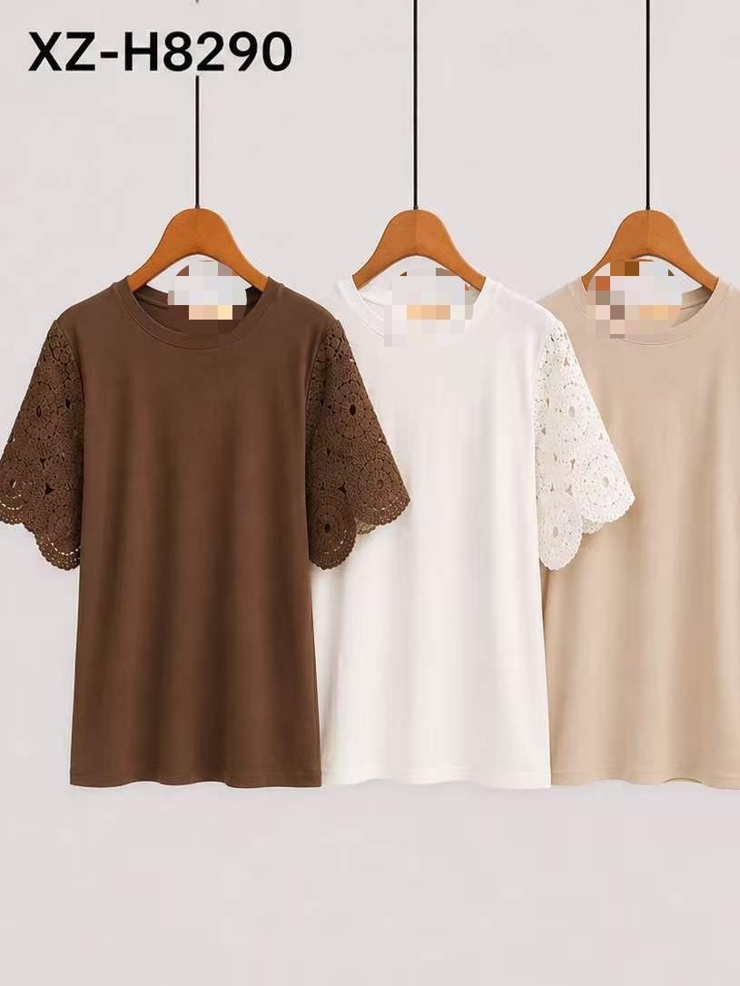blusa de algodao de manga de croche importado