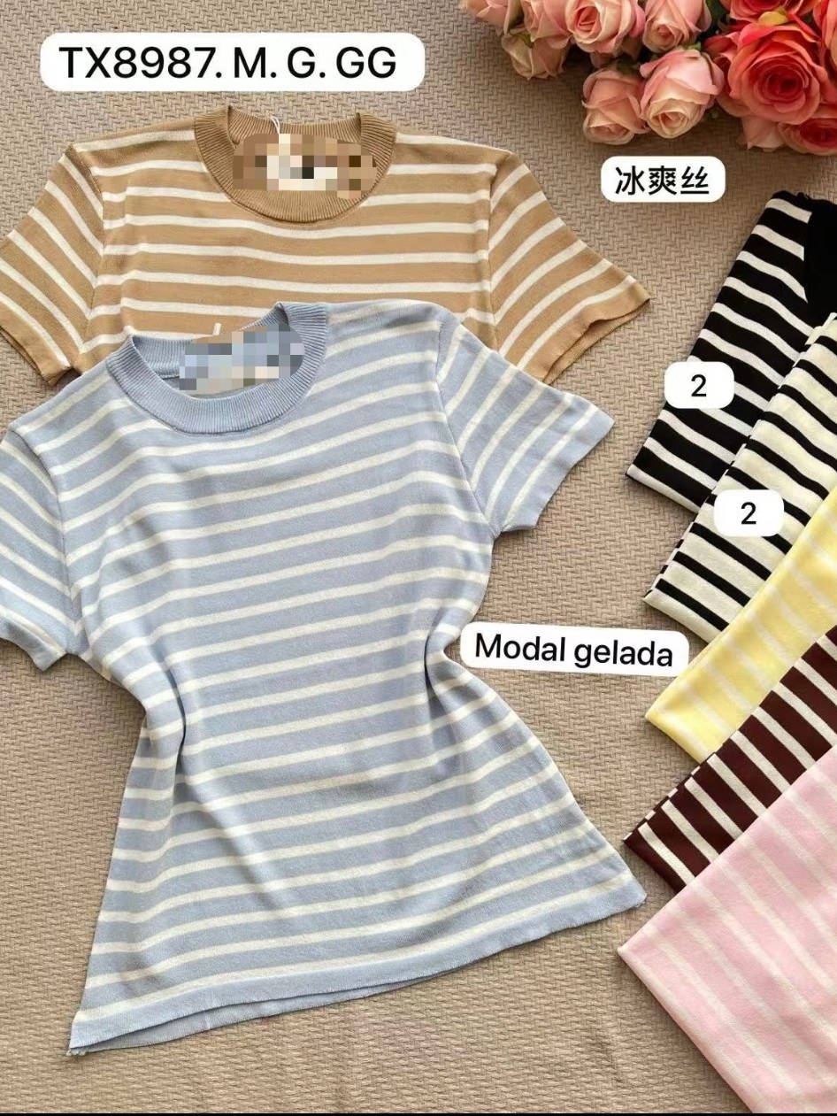 blusa de modal frio listrado importado