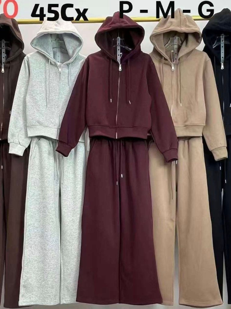 conjunto moletom de ziper com capuz importado