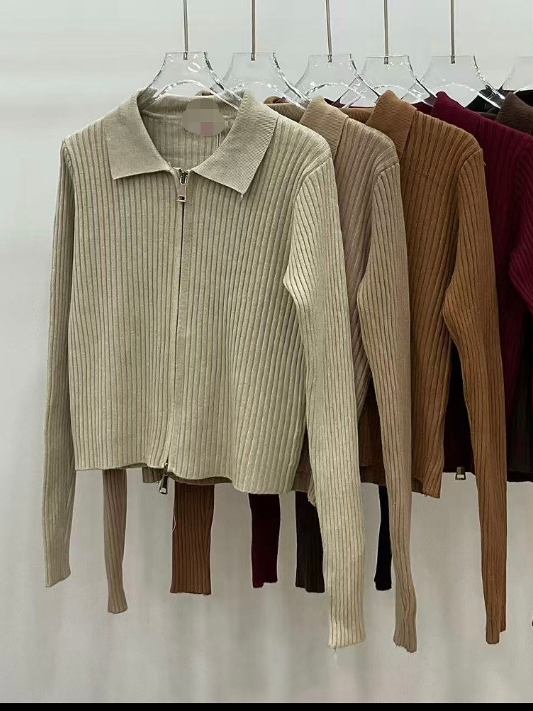 casaco curto de modal de ziper importado