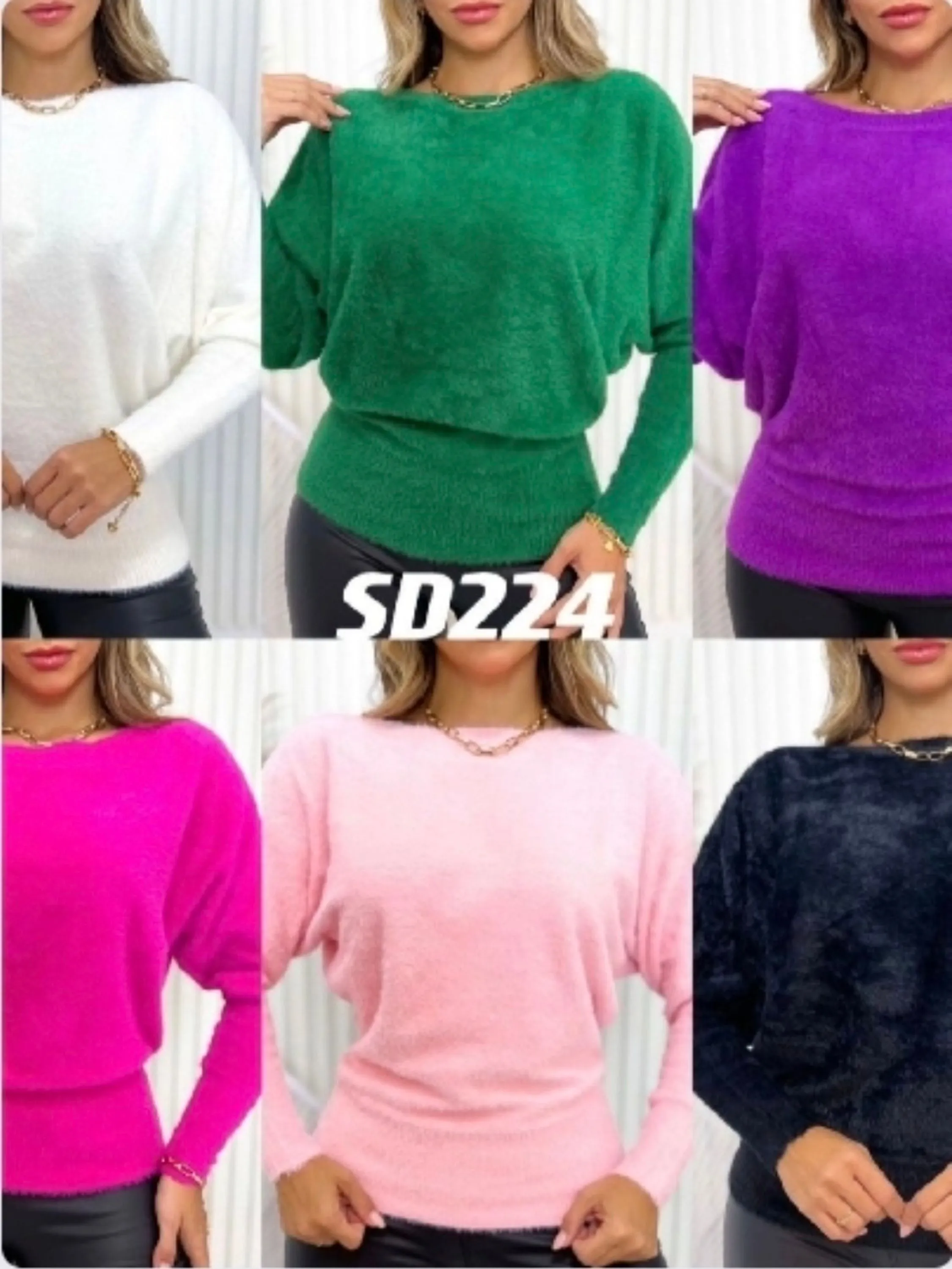 blusa de pelinho manga murcego importado