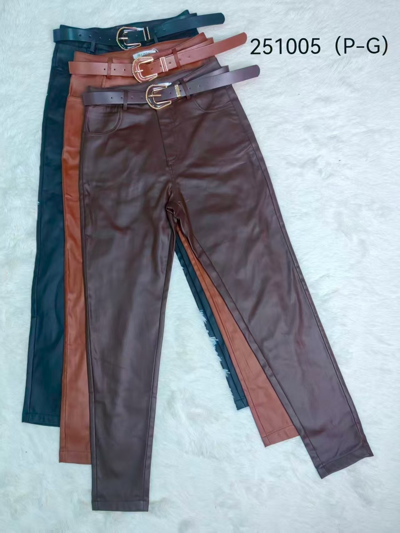 calca resinada flanelado com cinto importado