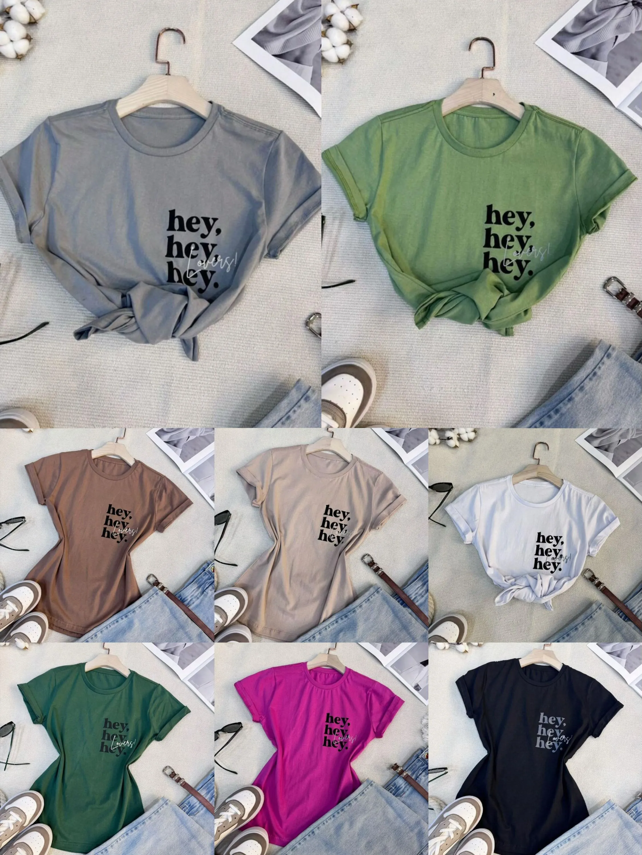 Camiseta com algodão HEY HEY HEY