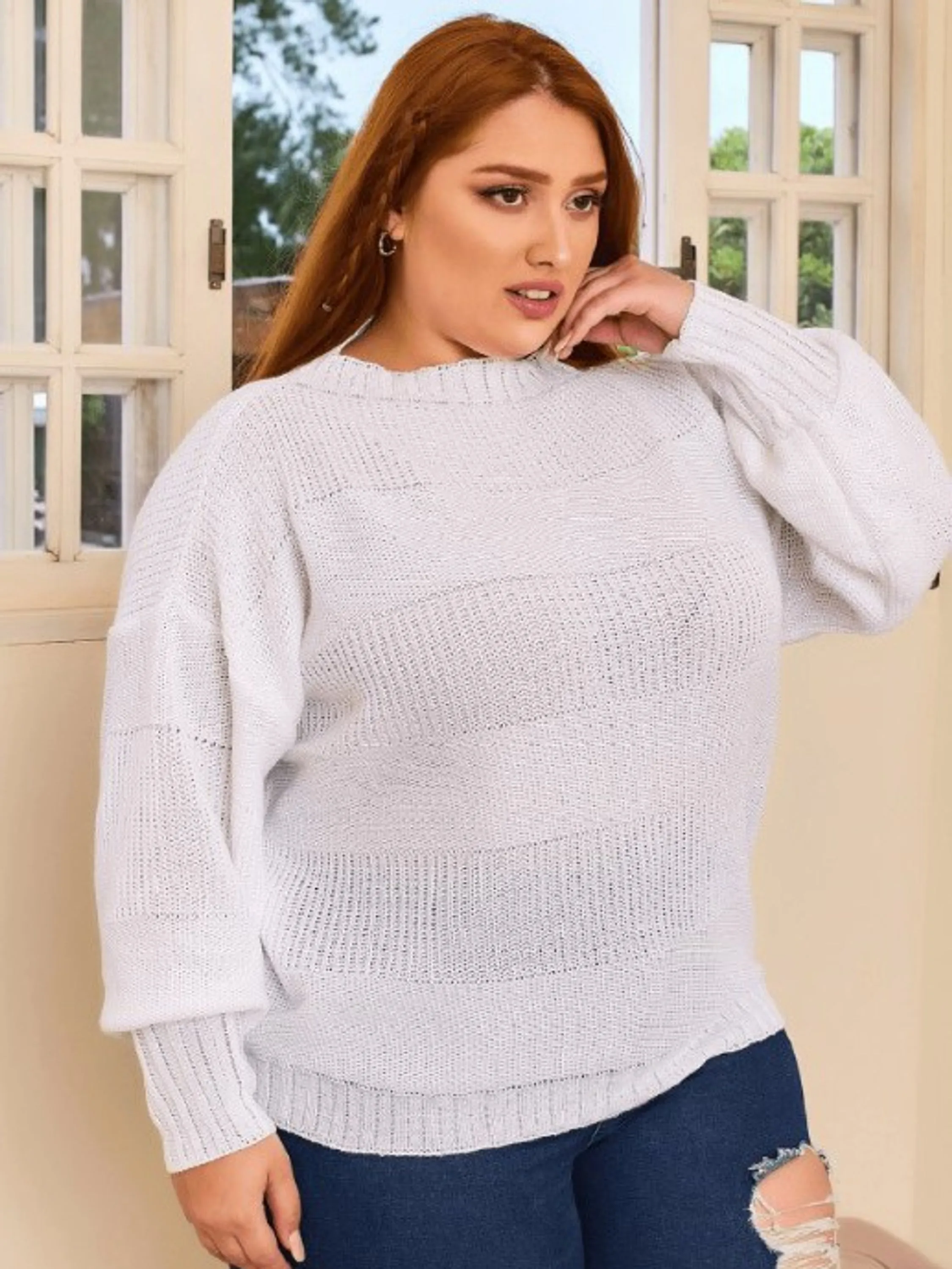 Blusa de Frio de Tricot Pus Size Grosso Suéter Inverno Tricô