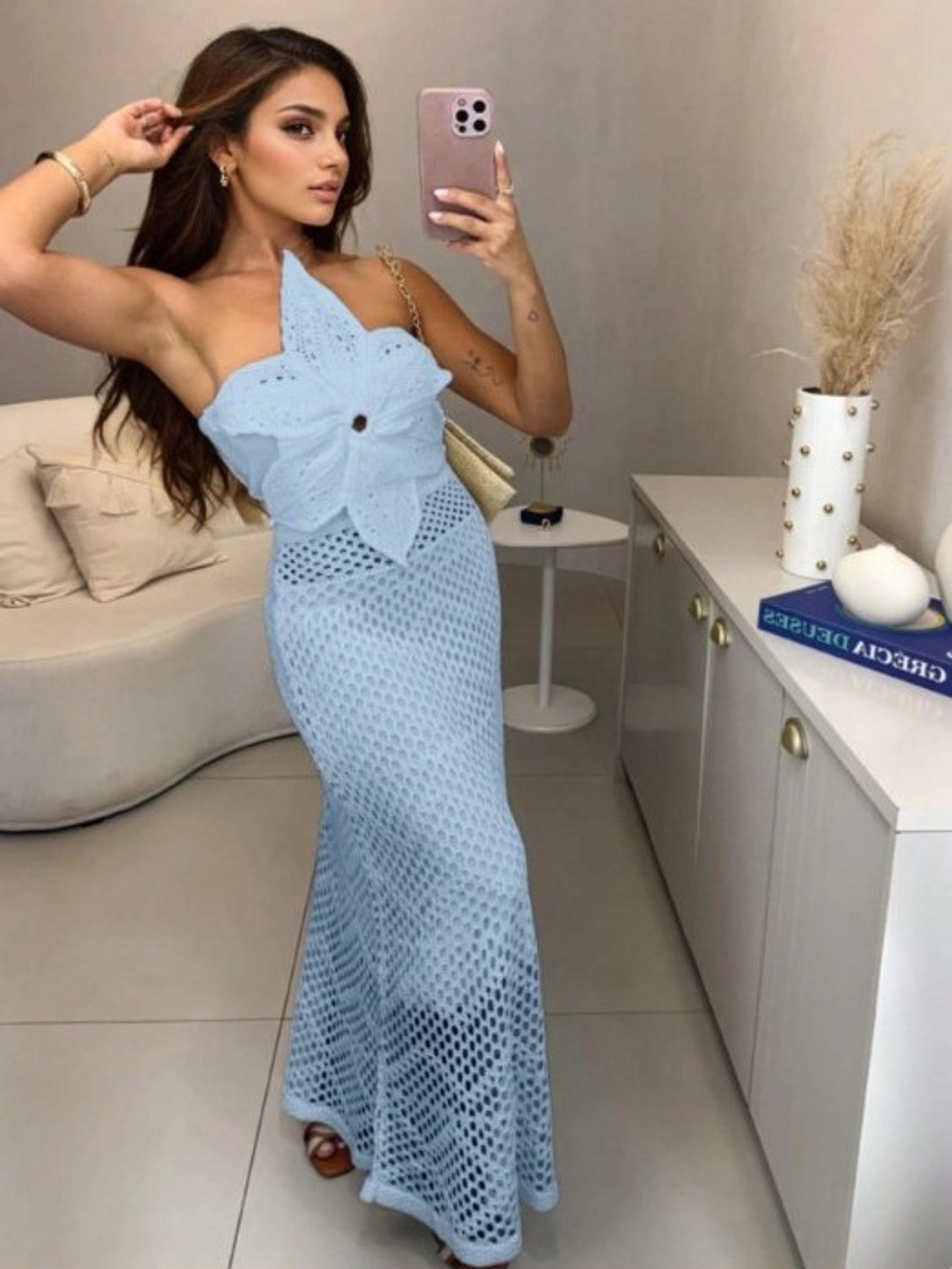 Vestido tricot modal flower