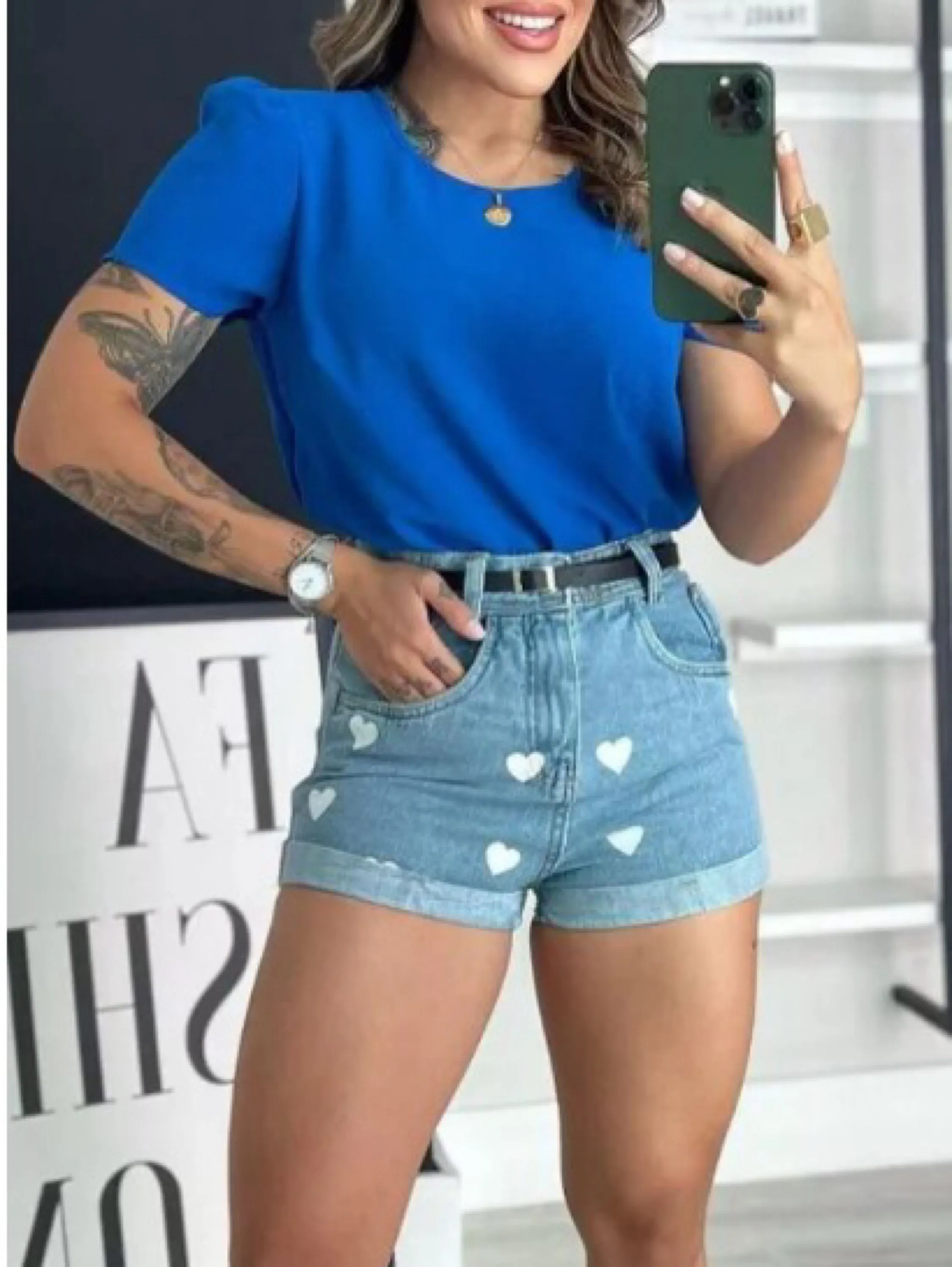 Blusa Feminina Manga Curto Bufante Duna Verão Moda Blogueira