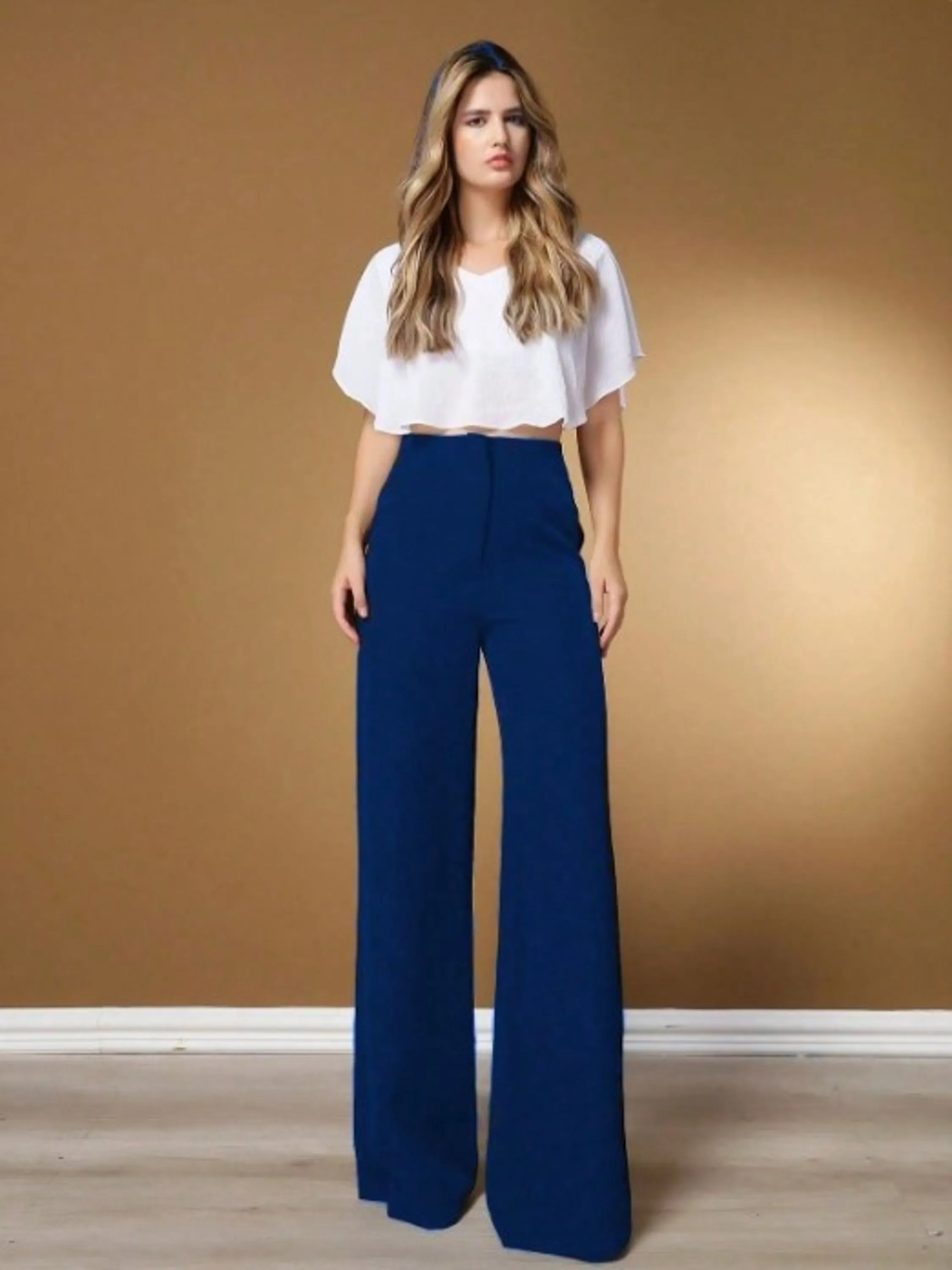 Calça Pantalona Feminino Alfaiataria Wile Leg Moda Elegante