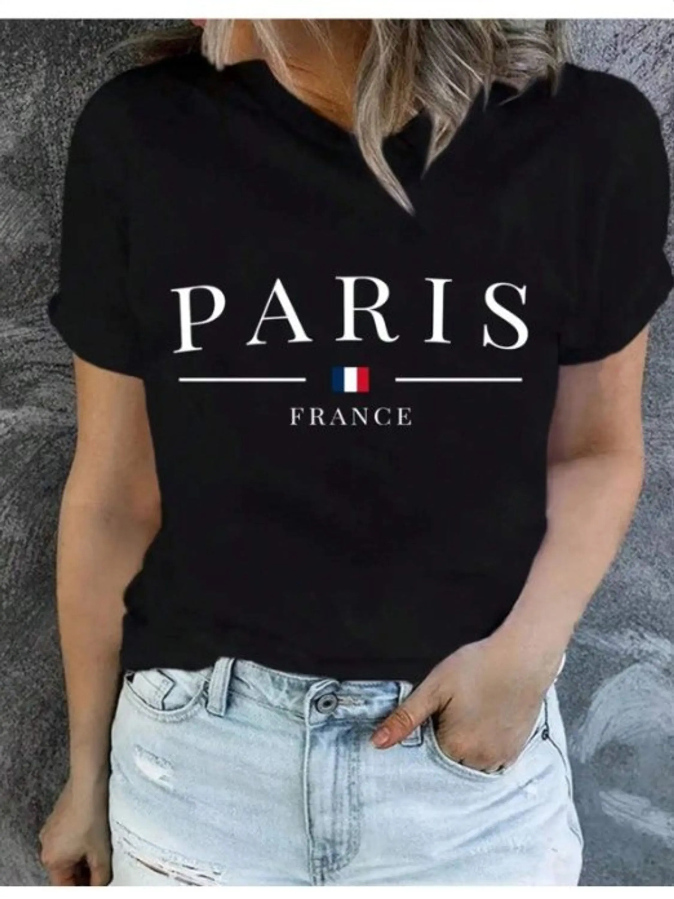 T-shirt camiseta gola Redonda paris verão viscolycra