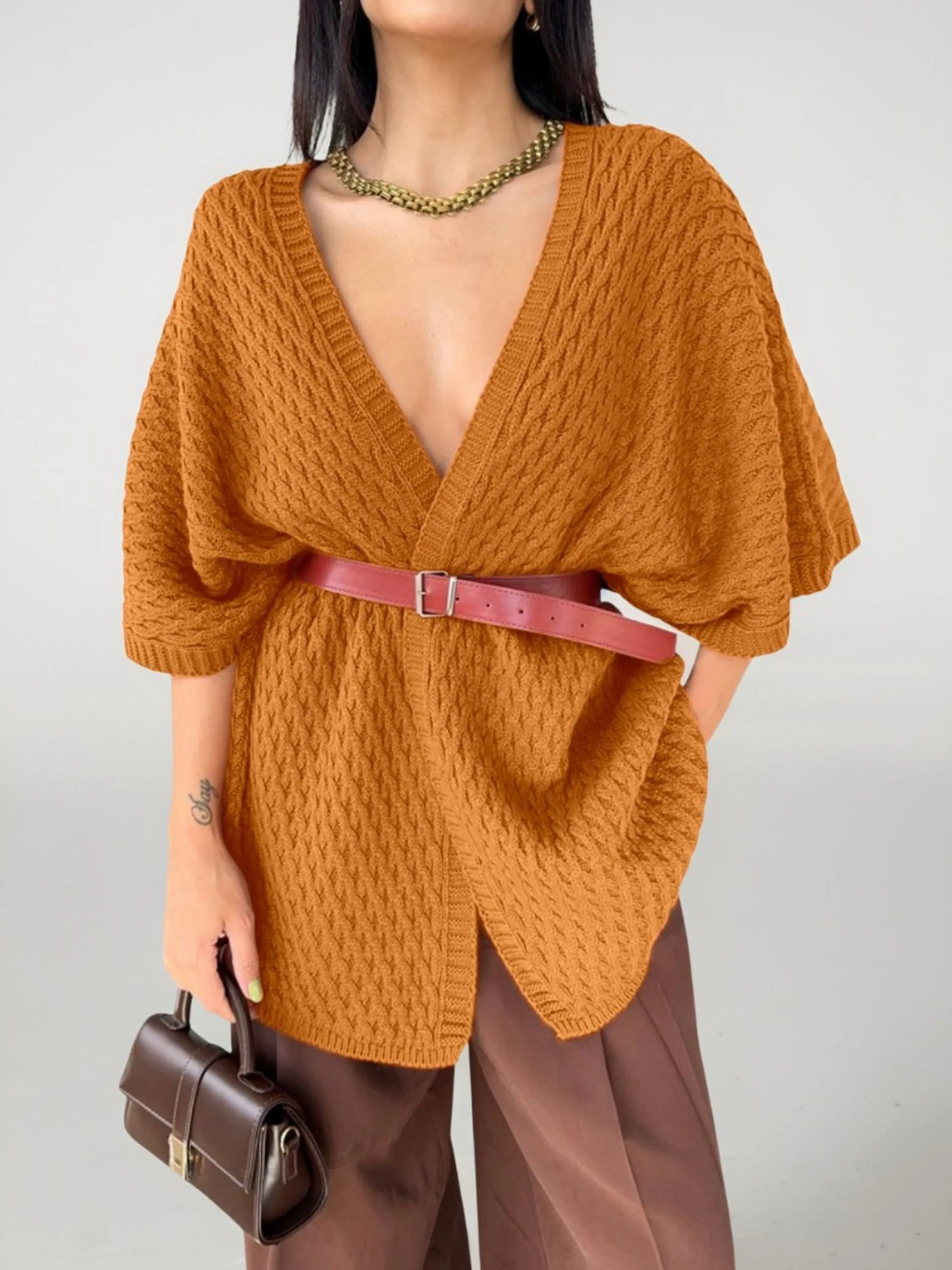 Kimono Poncho Cardigã Feminino Casaco Trico Sueter Inverno