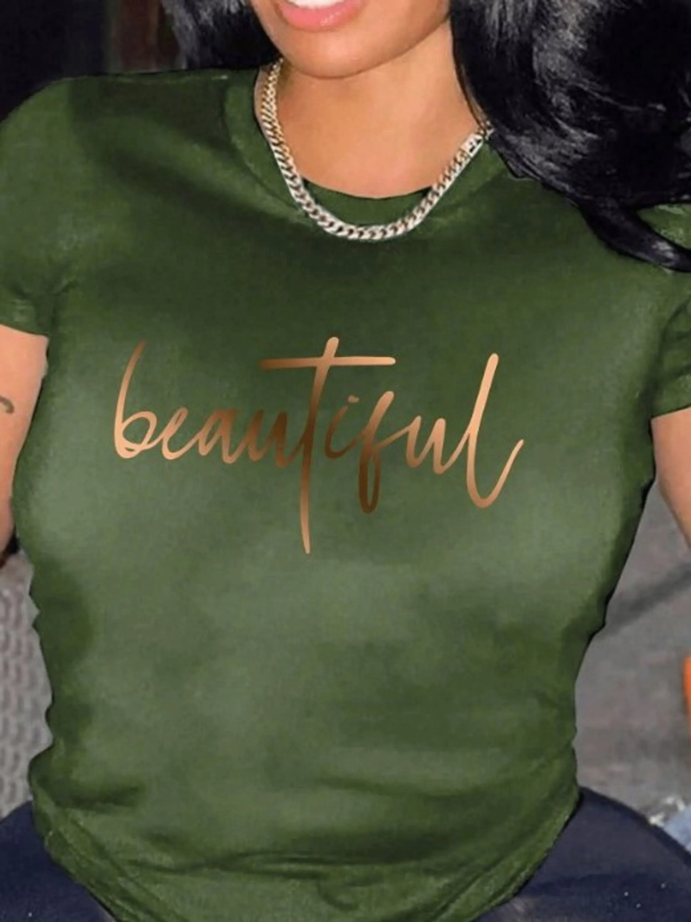 T-shirt gola Redonda beautiful verão viscolycra