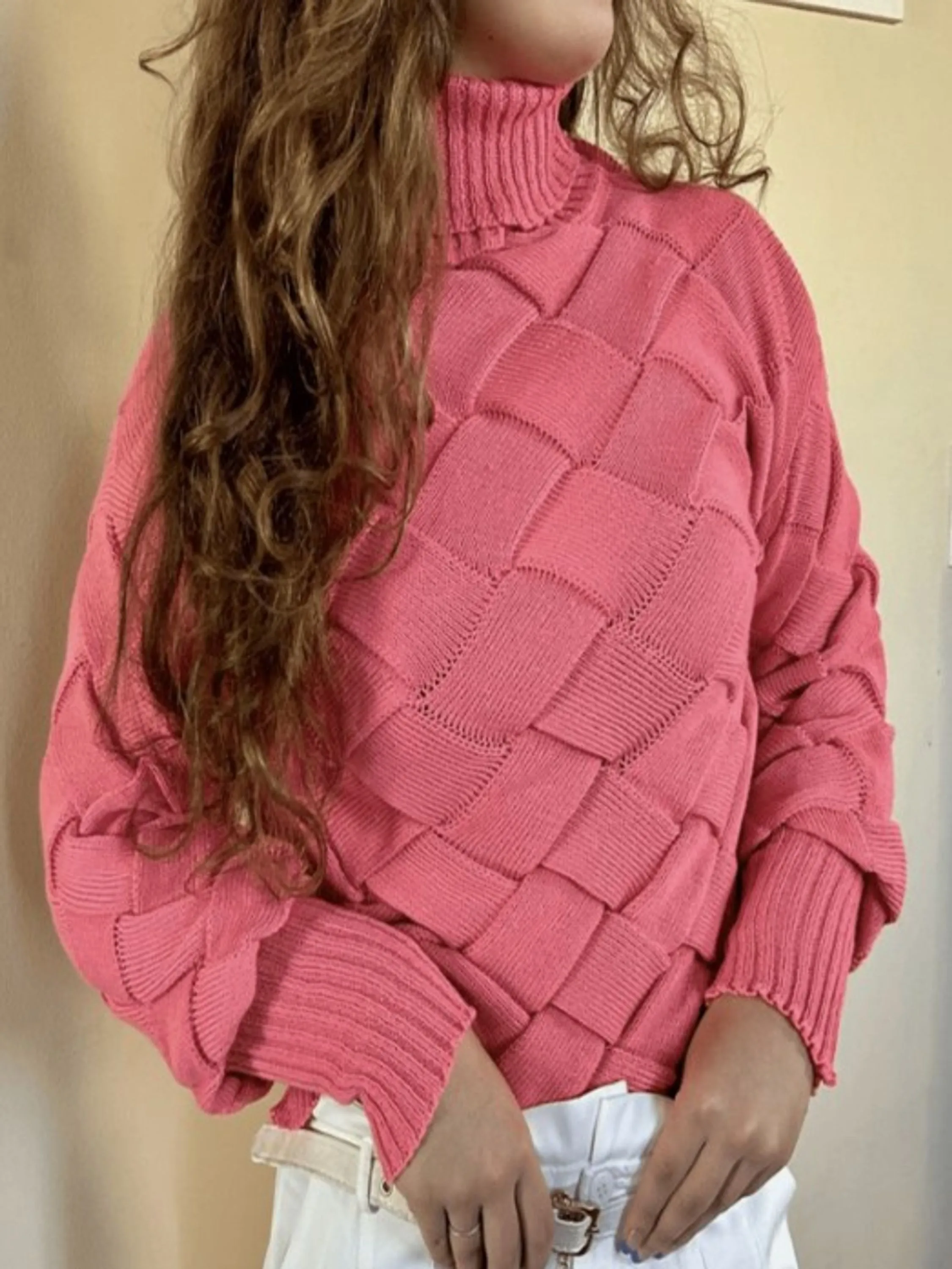 Blusa de Trico Feminino Sueter Transpassada Gola Alta Grosso