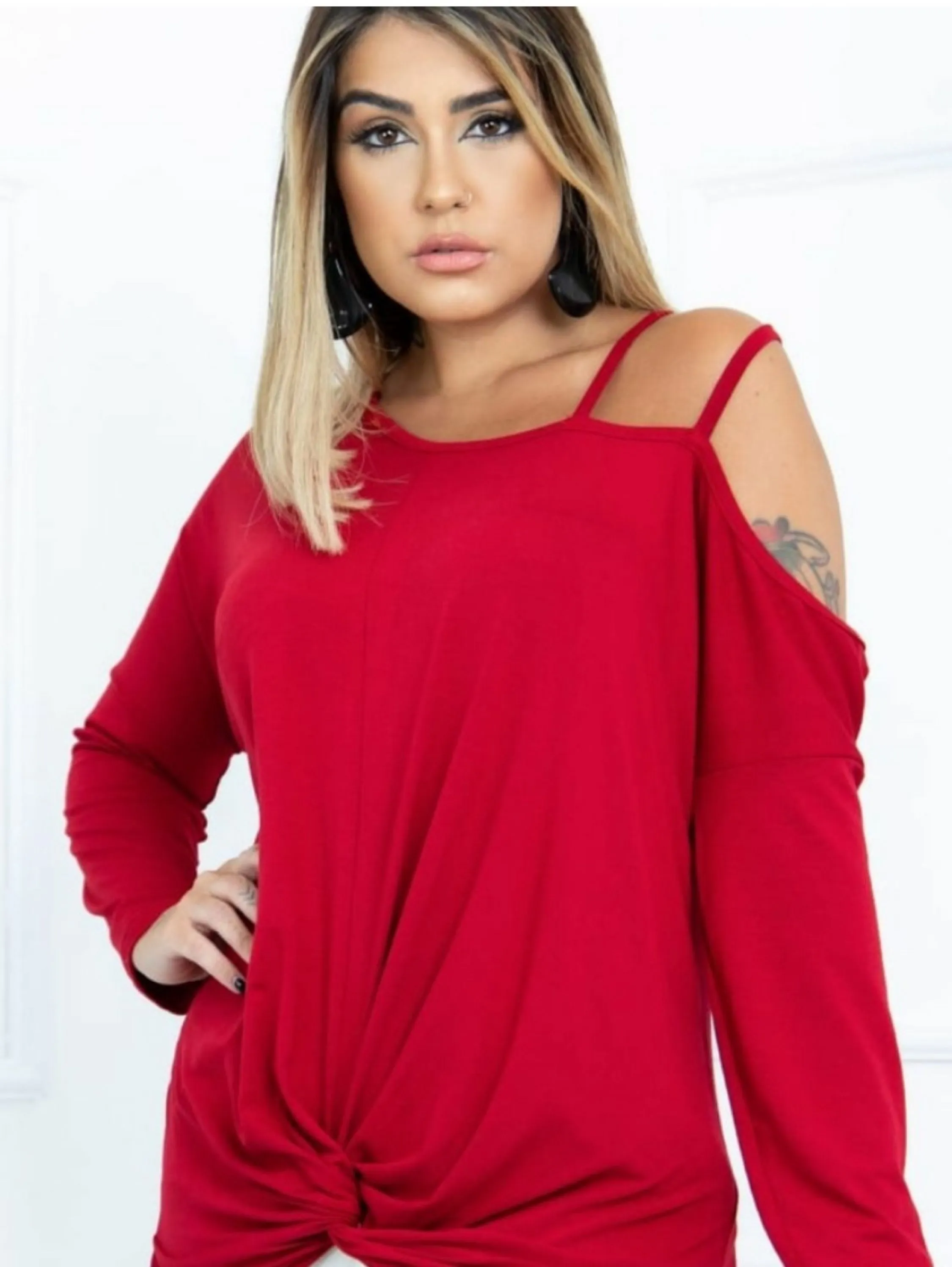 Blusa alça no ombro viscolycra Fatima