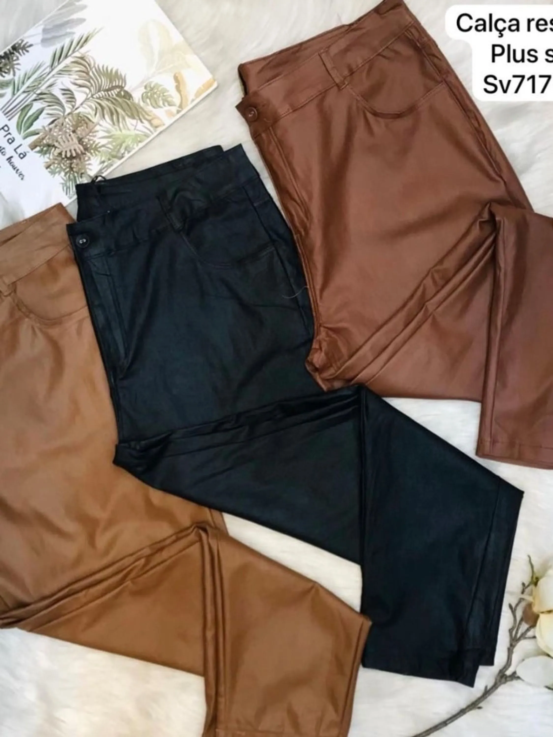 calça resinada plus size com elástico