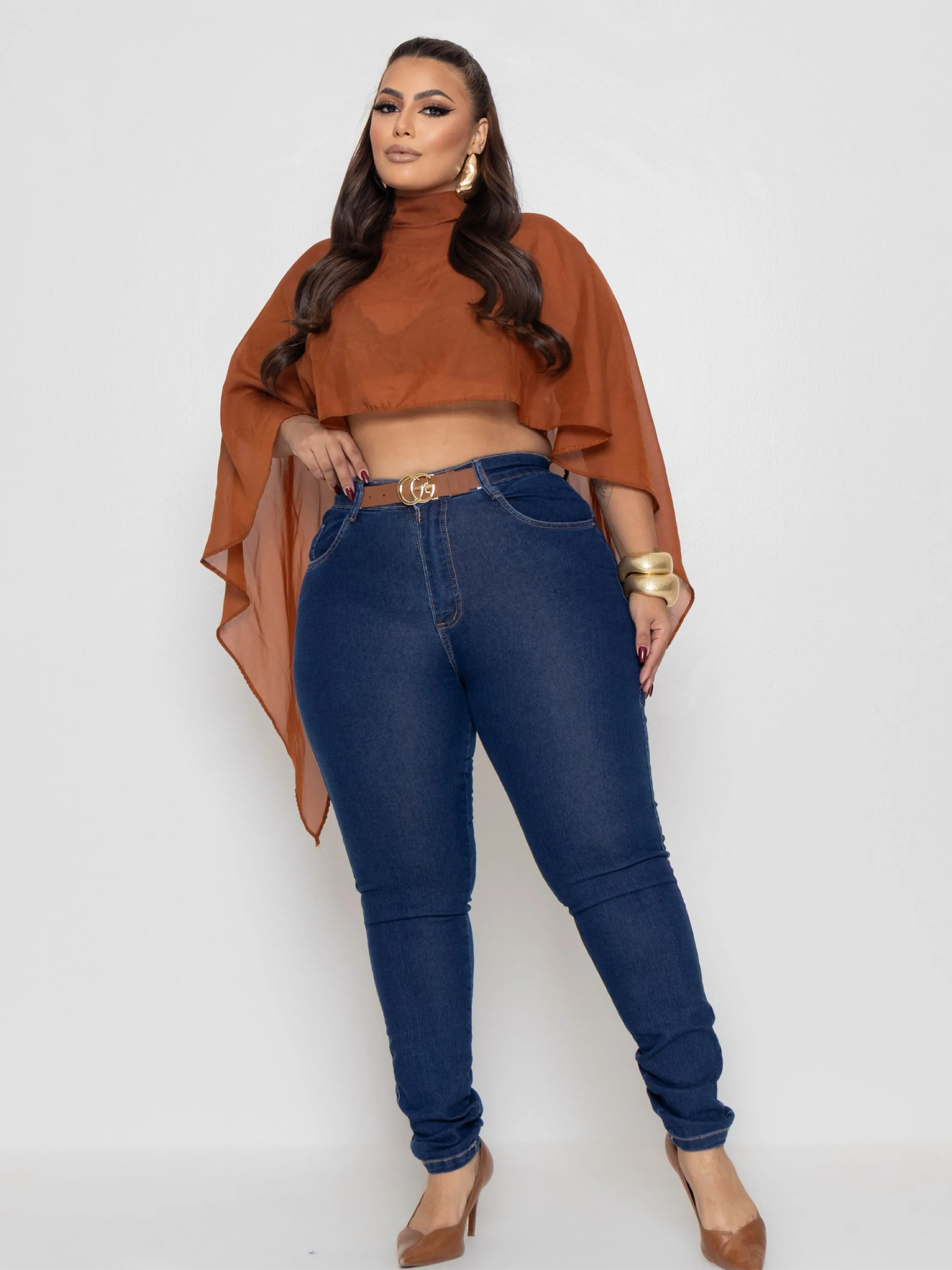 CALÇA JEANS PLUS SIZE COM CINTO