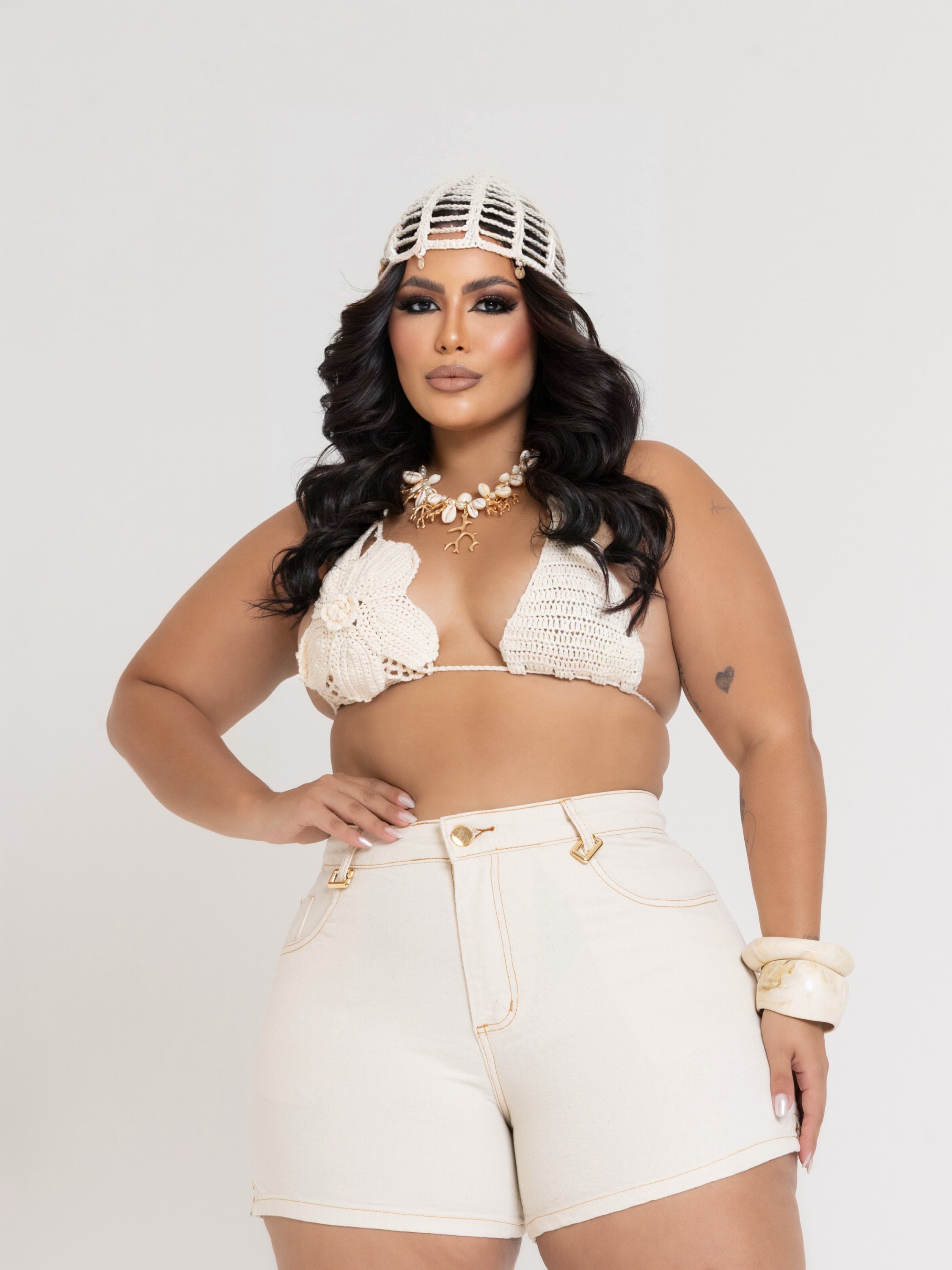 SHORT PLUS SIZE OFF WHITE