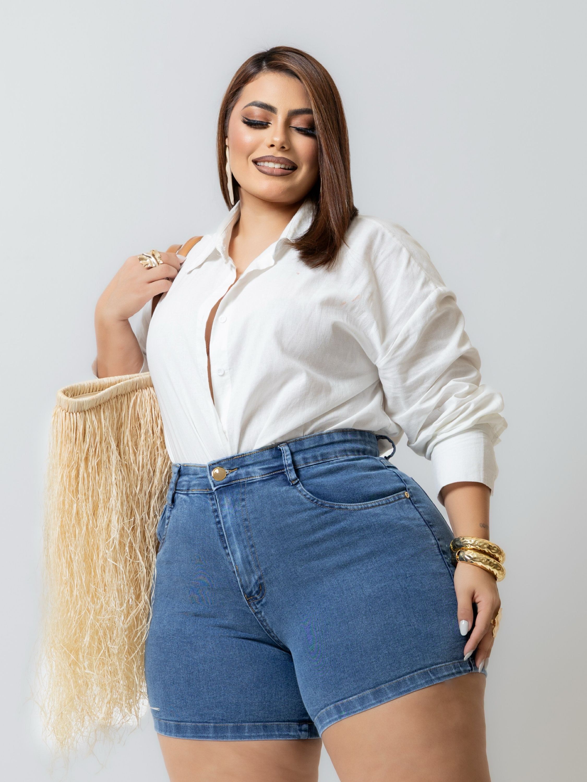 SHORT JEANS PLUS SIZE MARMORIZADO