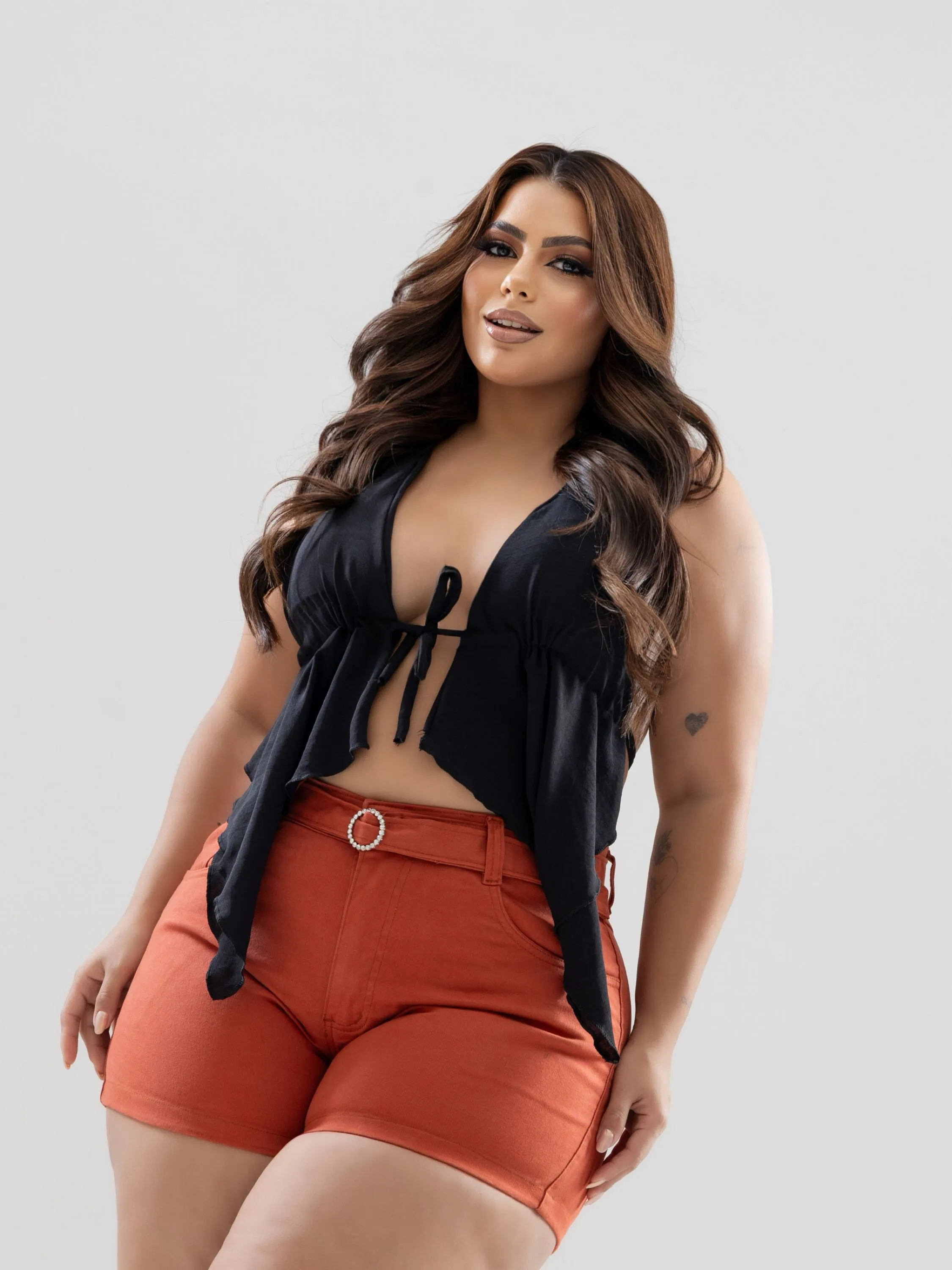 SHORT JEANS PLUS SIZE BRIM COLOR TREND