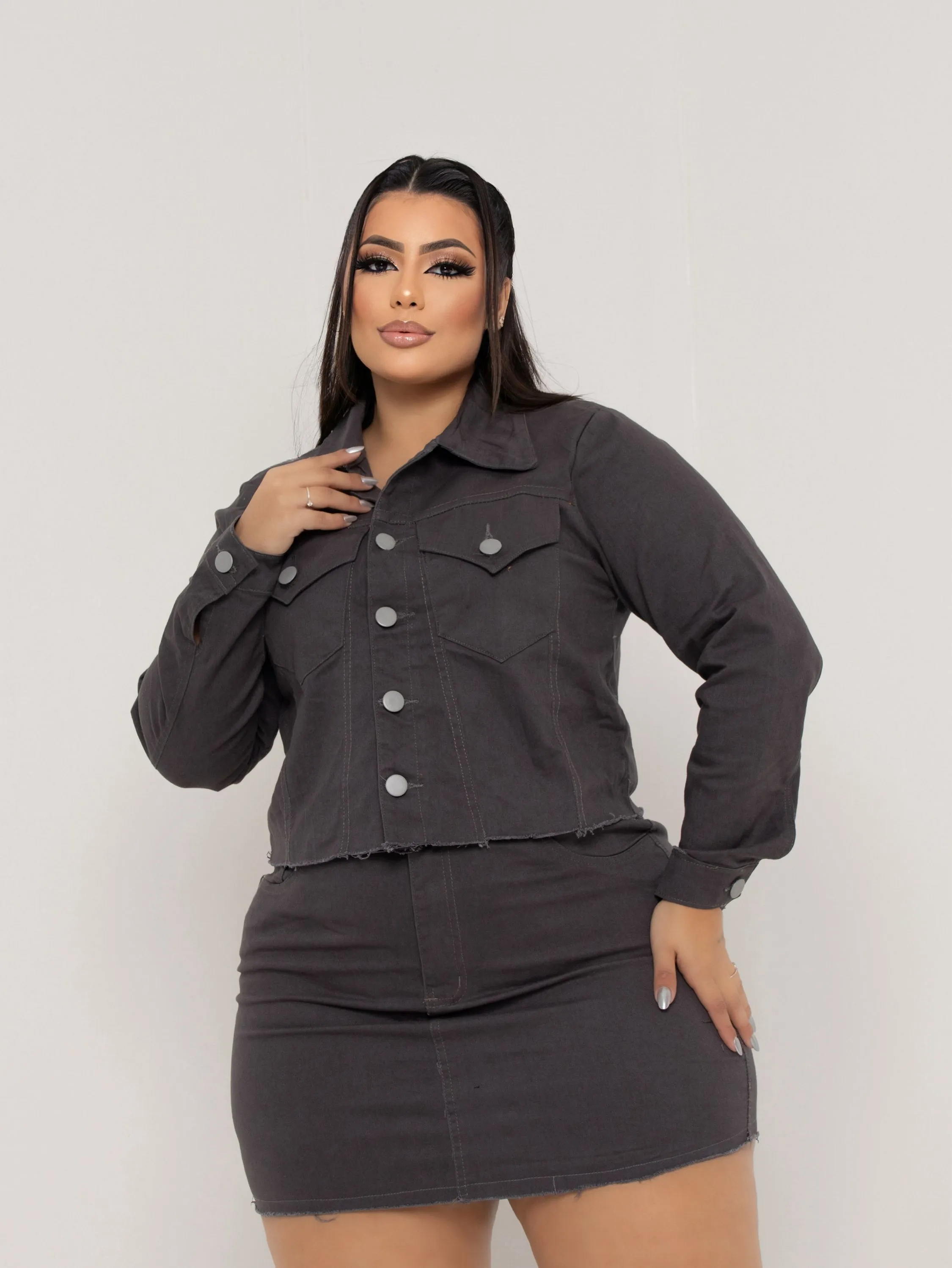 JAQUETA PLUS SIZE COLOR CINZA