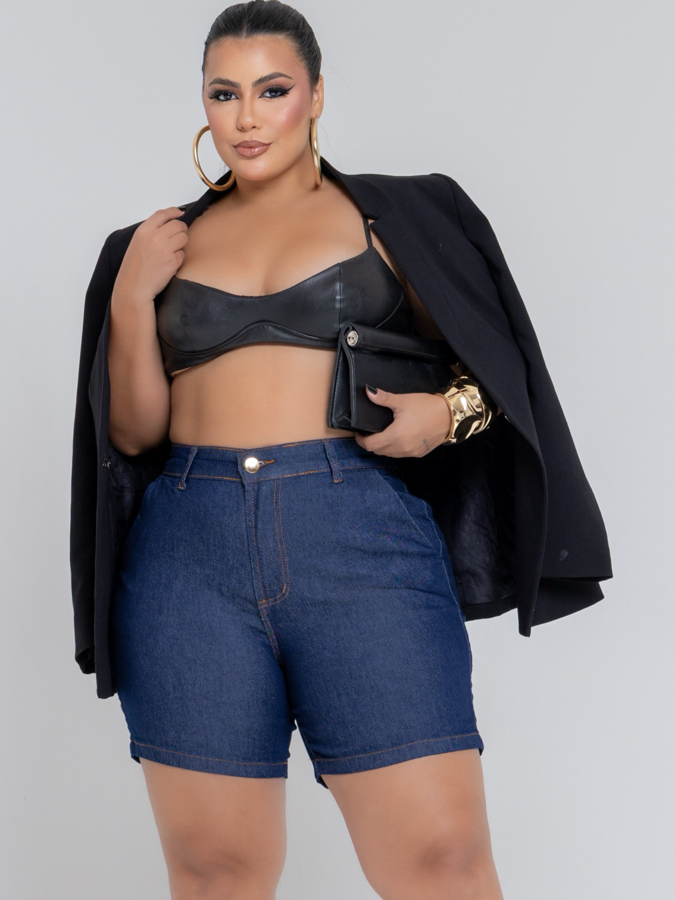 Short Plus Size Feminino Bolso embutido