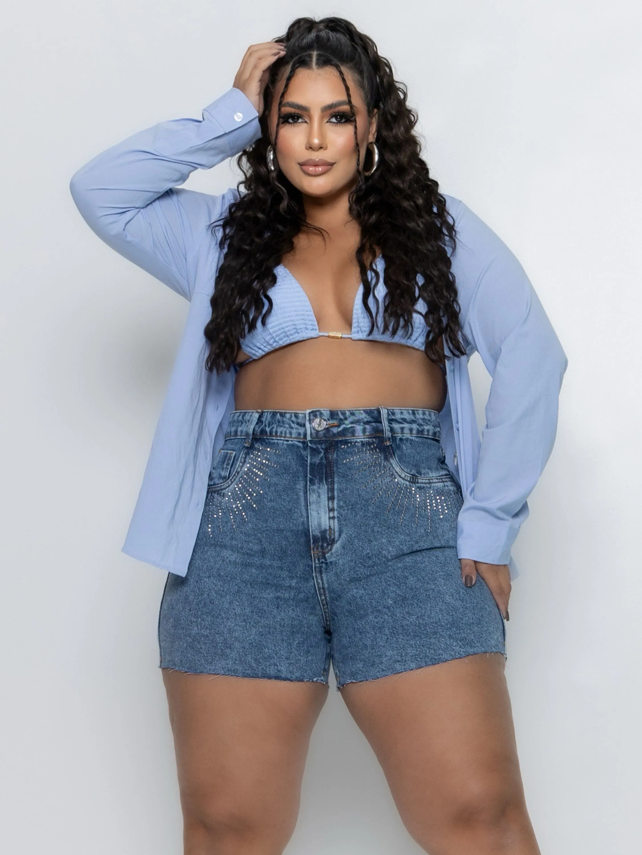 SHORT PLUS SIZE PREMIUM BRILHO/HOTFIX