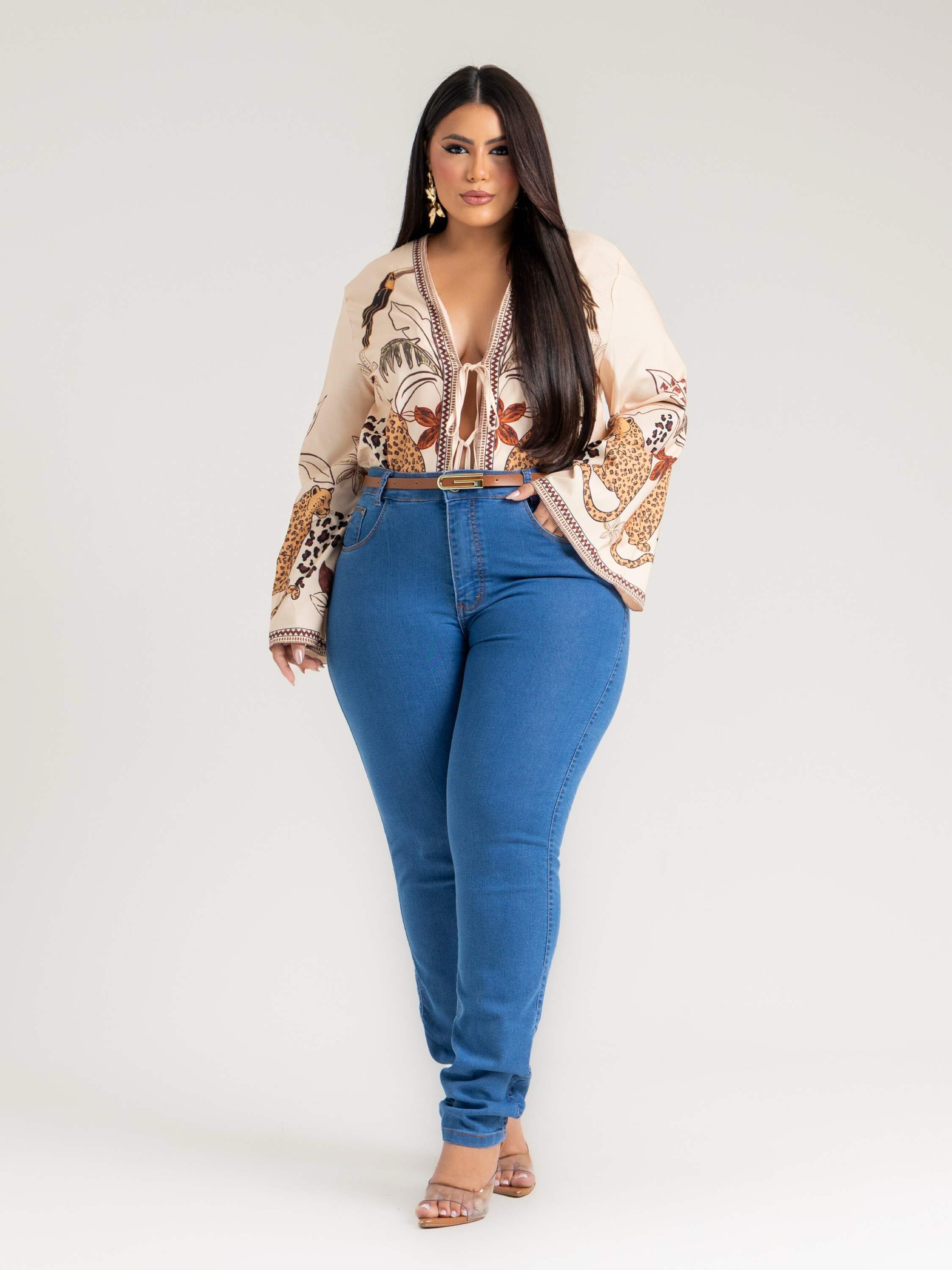 Calça Plus Size Feminina Com Lycra acompanha Com Cinto